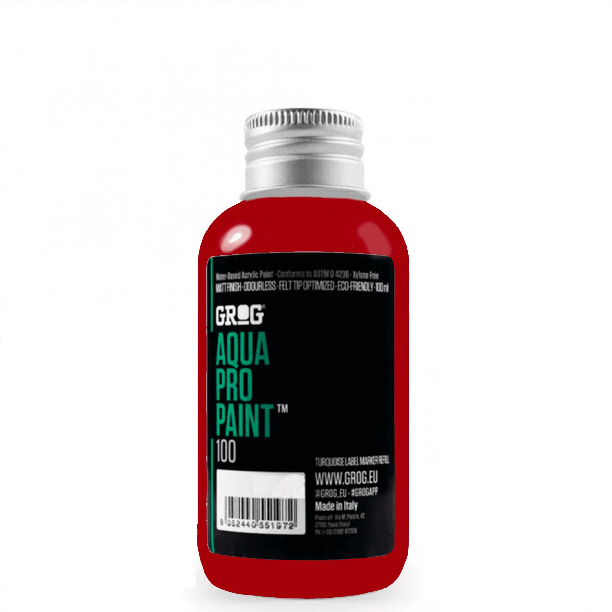 Grog Aqua Pro Paint 100 - Premium Brick Red Watercolor Paint for Artists | Perfect for Canvas, Paper & DIY Art Projects