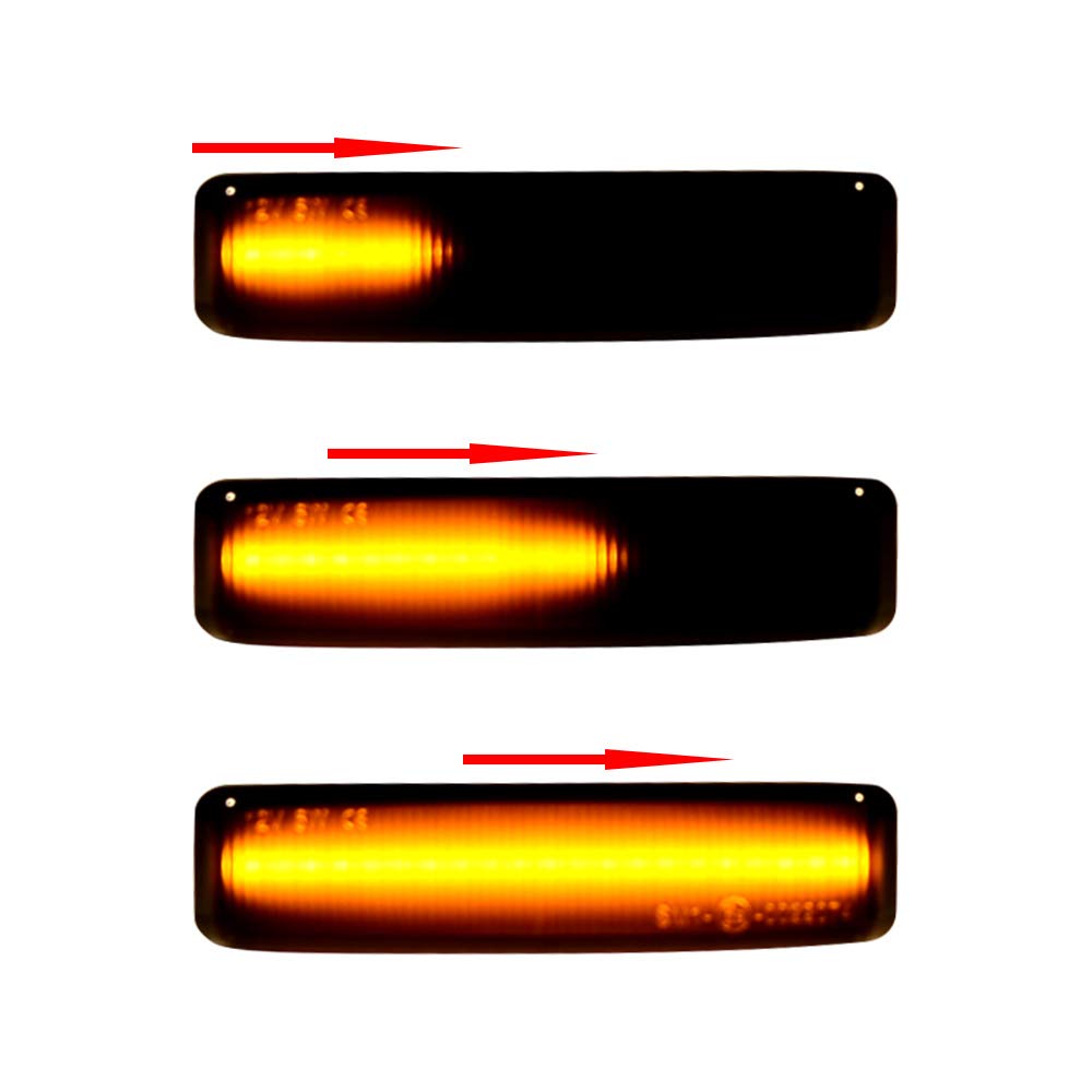 Black Front Hood Kidney Grille with Amber LED Sequential Turn Signal Lights - Compatible with 1997-2003 BMW E39 5 Series | Upgrade Your Car's Style & Safety for Night Driving & Custom Looks
