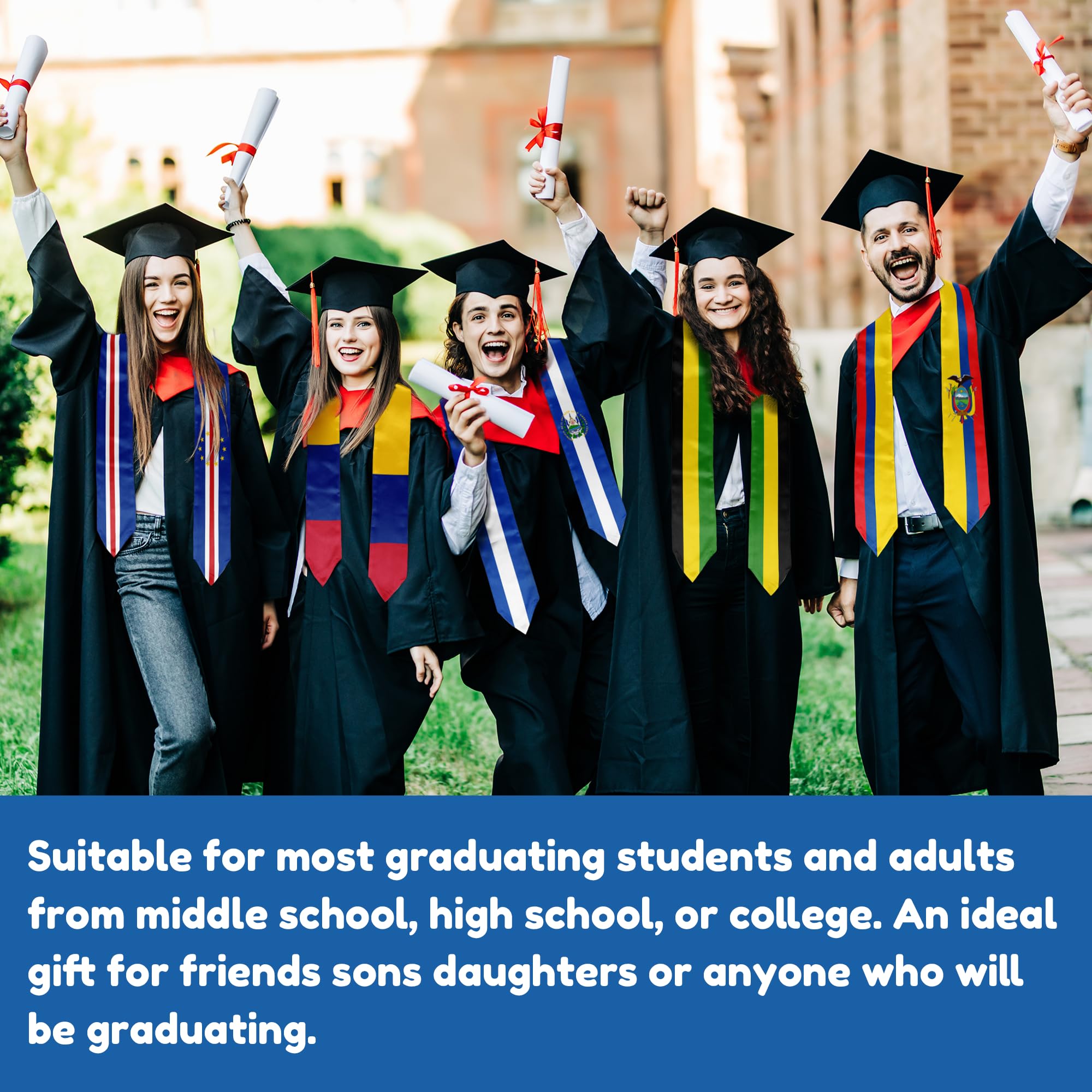 Unisex Graduation Stole Sash - 72 Inch Long Flag Design for Adults - Perfect Graduation Gift for Ceremonies & Celebrations