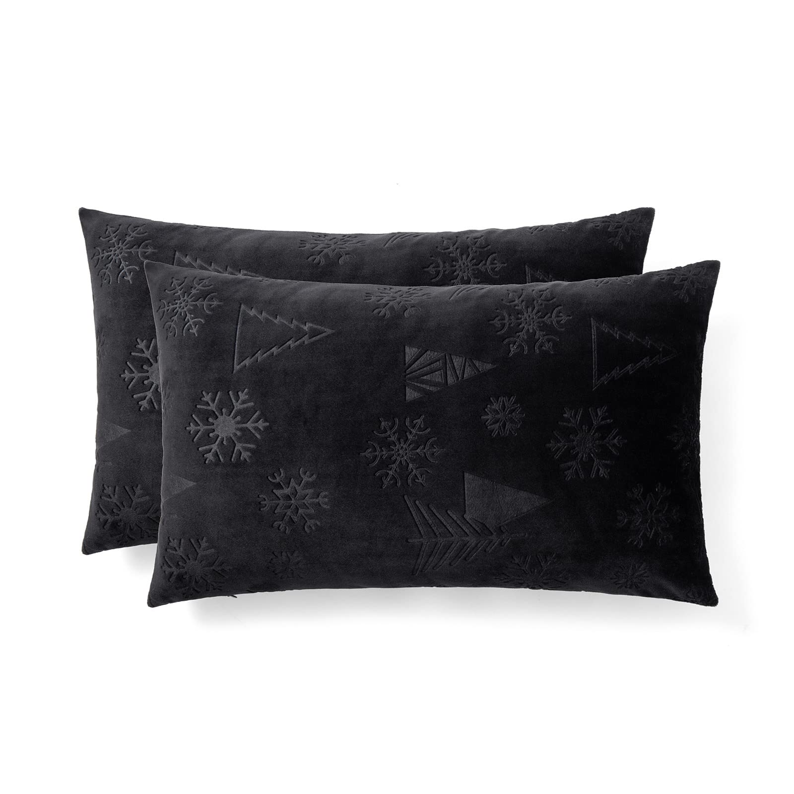 2 Pack Christmas Velvet Throw Pillow Covers 12x20 Inches - Soft Decorative Pillow Cases for Couch, Sofa & Home Decor - Perfect for Holiday Season, Living Room Accents and Cozy Winter Nights