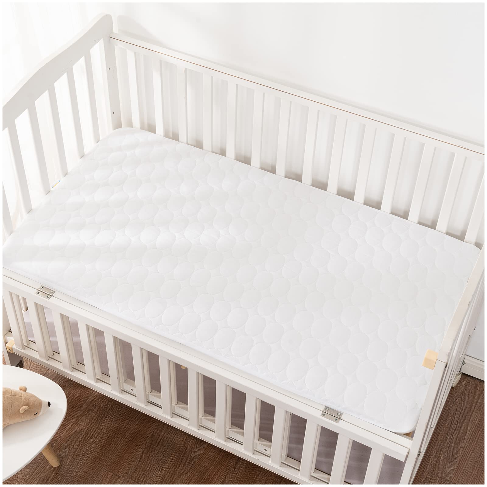 Bamuho Waterproof Cotton Crib Mattress Protector - Breathable Toddler Baby Mattress Pad Cover for Standard Crib (52
