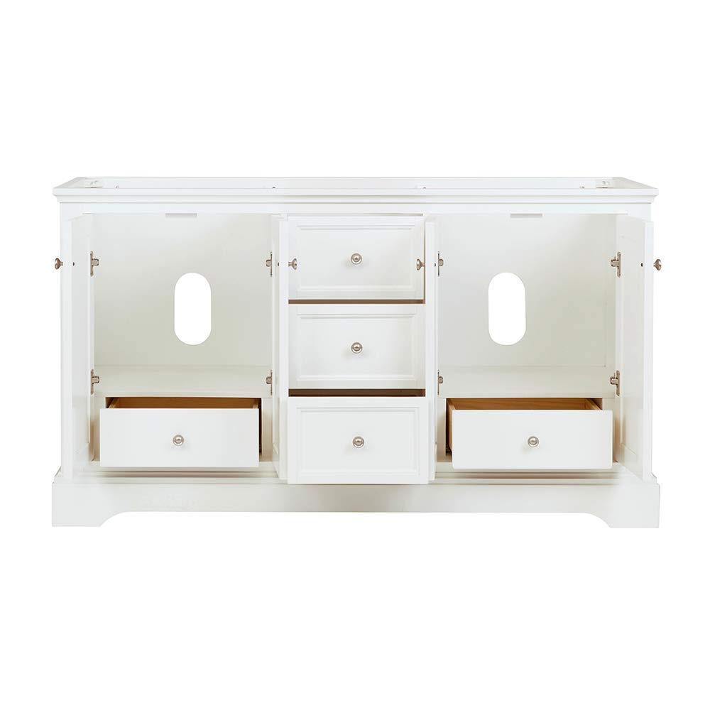 Fresca Windsor 60 Inch Matte White Traditional Double Sink Bathroom Vanity Cabinet - Sink Not Included | Perfect for Master Bathroom & Guest Bathroom Renovation