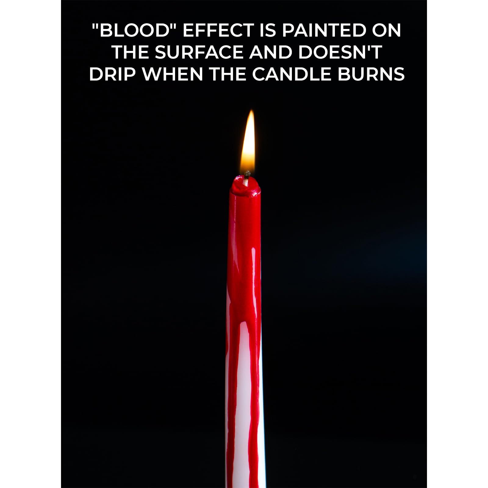 CANDWAX 12 Inch Unscented Taper Candles - Set of 12, 10-Hour Burn Time, No Drip Design - Perfect for Halloween Decor, Dinner Parties, Wedding Centerpieces & Holiday Celebrations - Blood Red & White Candles