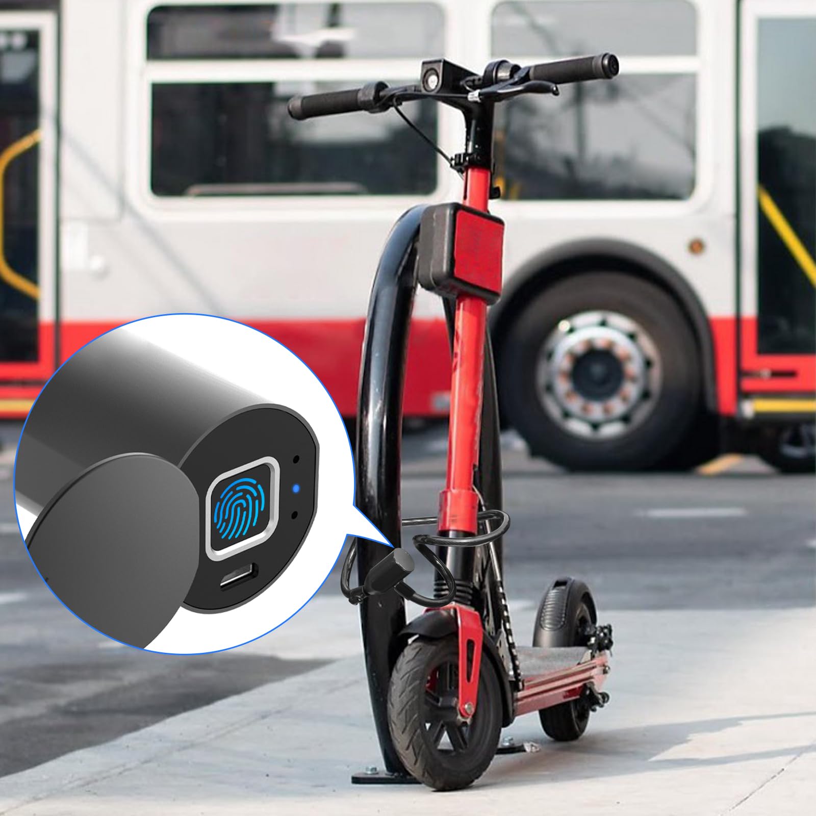eLinkSmart Keyless Waterproof Bicycle Lock - 150cm Long Steel Cable Lock for Bike, Scooter, Motorcycle, Door, Fence & Gate - Fingerprint Unlock, Phone App Remote Control (iOS/Android Compatible) - Perfect for Urban Commuting, Outdoor Adventures & Home Security