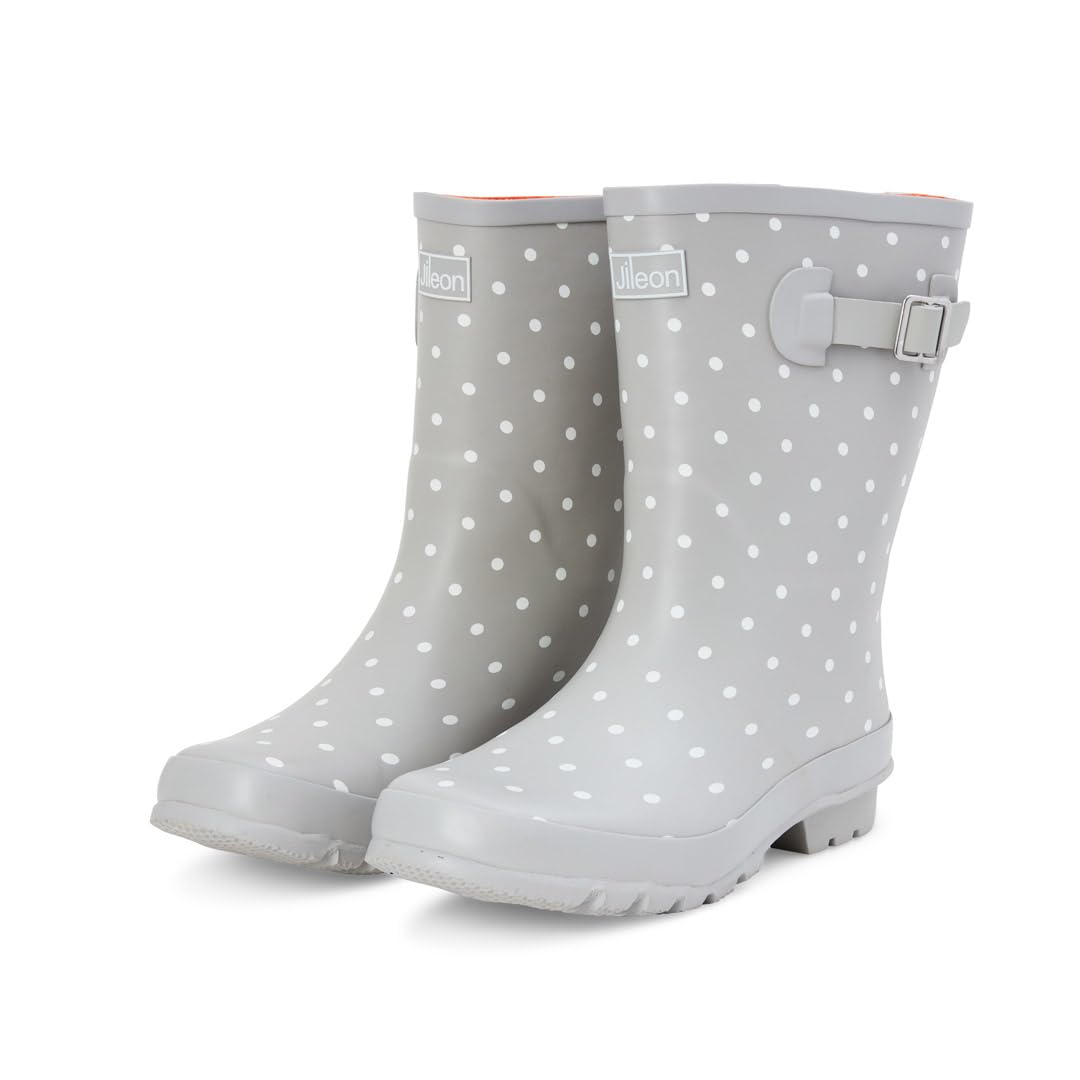 Jileon Mid Calf Rain Boots for Wide Feet - Waterproof Wide Calf Boots for Women with Comfortable Fit - Perfect for Rainy Days, Gardening & Outdoor Activities
