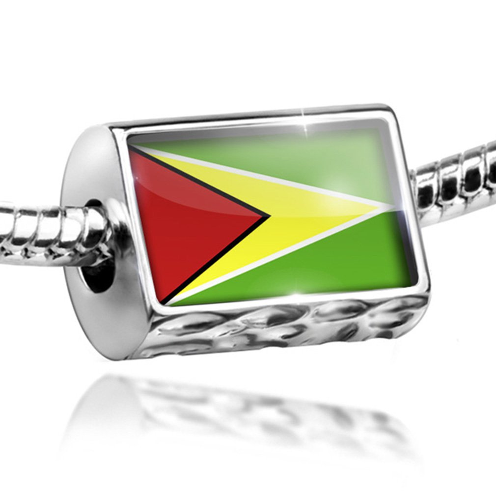 Charm Guyana Flag Bead - Compatible with All European Bracelets for Travel, Gifts & Cultural Pride