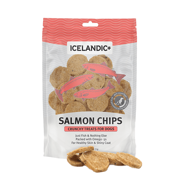 Premium Icelandic Salmon Fish Chips Dog Treats - All-Natural, Grain-Free Snacks for Dogs - Perfect for Training, Rewards & Dental Health