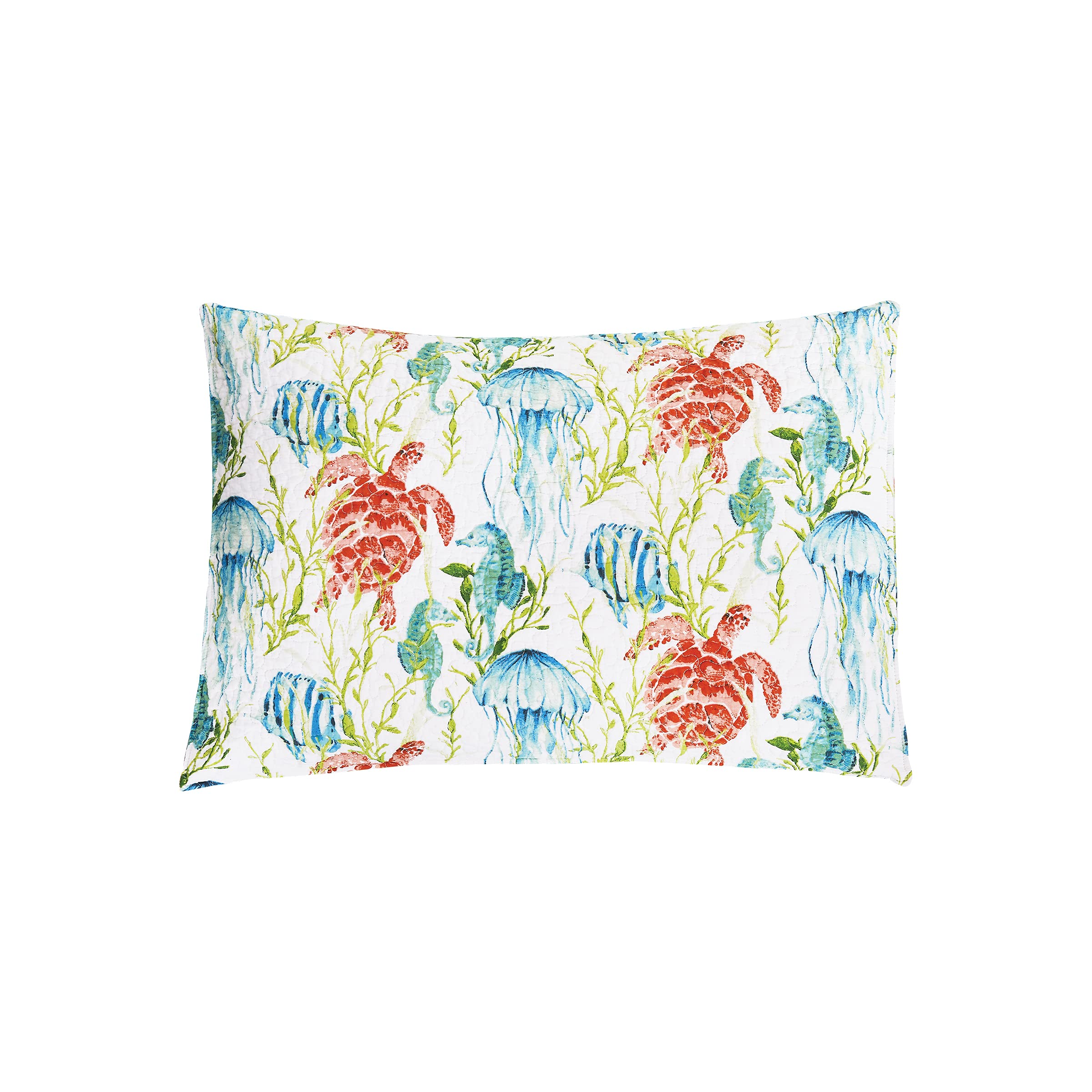C&F Home Paradise Sound 3-Piece Full/Queen Quilt Set - Aqua Animal Icon Print, Coastal Ocean Beach Seaside Theme, 100% Cotton, Lightweight & Machine Washable, Reversible Bedspread Coverlet - Perfect for Beach House, Guest Room & Coastal Decor