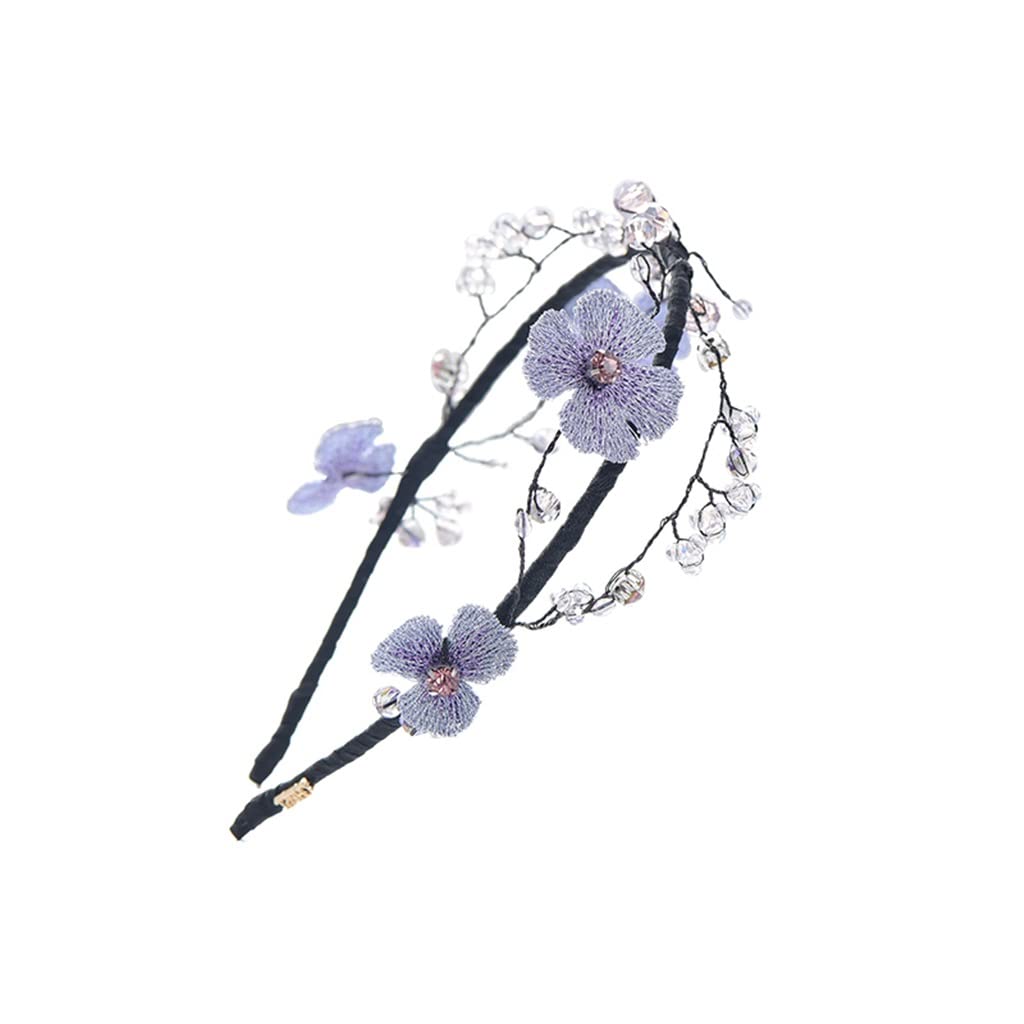 Elegant Thick Flower Beaded Headband for Women - Cute Hair Accessory & Versatile Jewelry - Perfect for Weddings, Parties & Everyday Wear (Color A)
