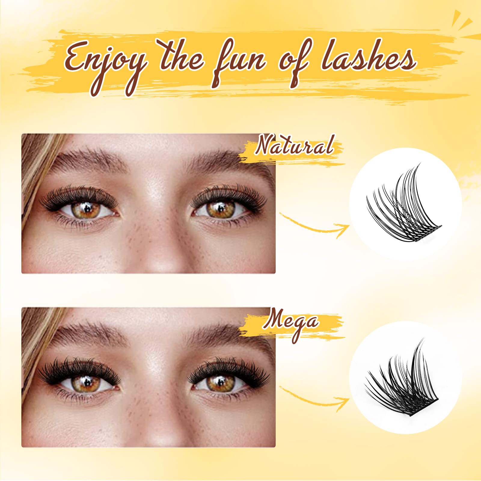 QUEWEL DIY Cluster Eyelash Extensions Kit - 8-16mm Individual Lashes, 144 Clusters with Super Thin Cotton Band | Professional Eyelash Applicator & Long-Lasting Bond Glue | Perfect for Salon, Home Use & Special Occasions (QU-H-DH-01)