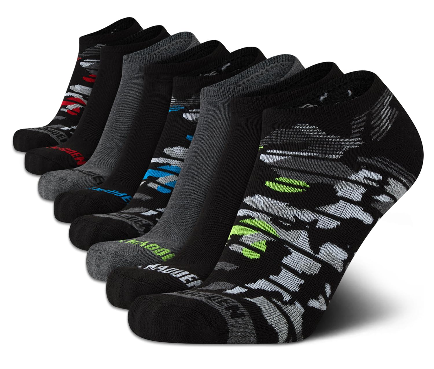 Steve Madden Men's Low Cut No Show Athletic Socks 8-Pack - Half Cushioned Performance Ankle Socks for Shoe Size 10-13 - Perfect for Running, Gym & Casual Wear