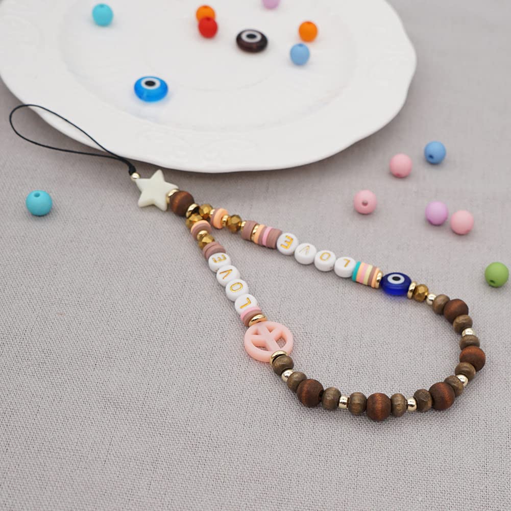 Katutude Beaded Phone Lanyard Wrist Strap - Colorful Fruit Star Pearl Handmade Bracelet Anti-Lost Chain for iPhone Samsung Galaxy - Perfect Gift for Girls Women Teens (School, Work, Travel, Party)