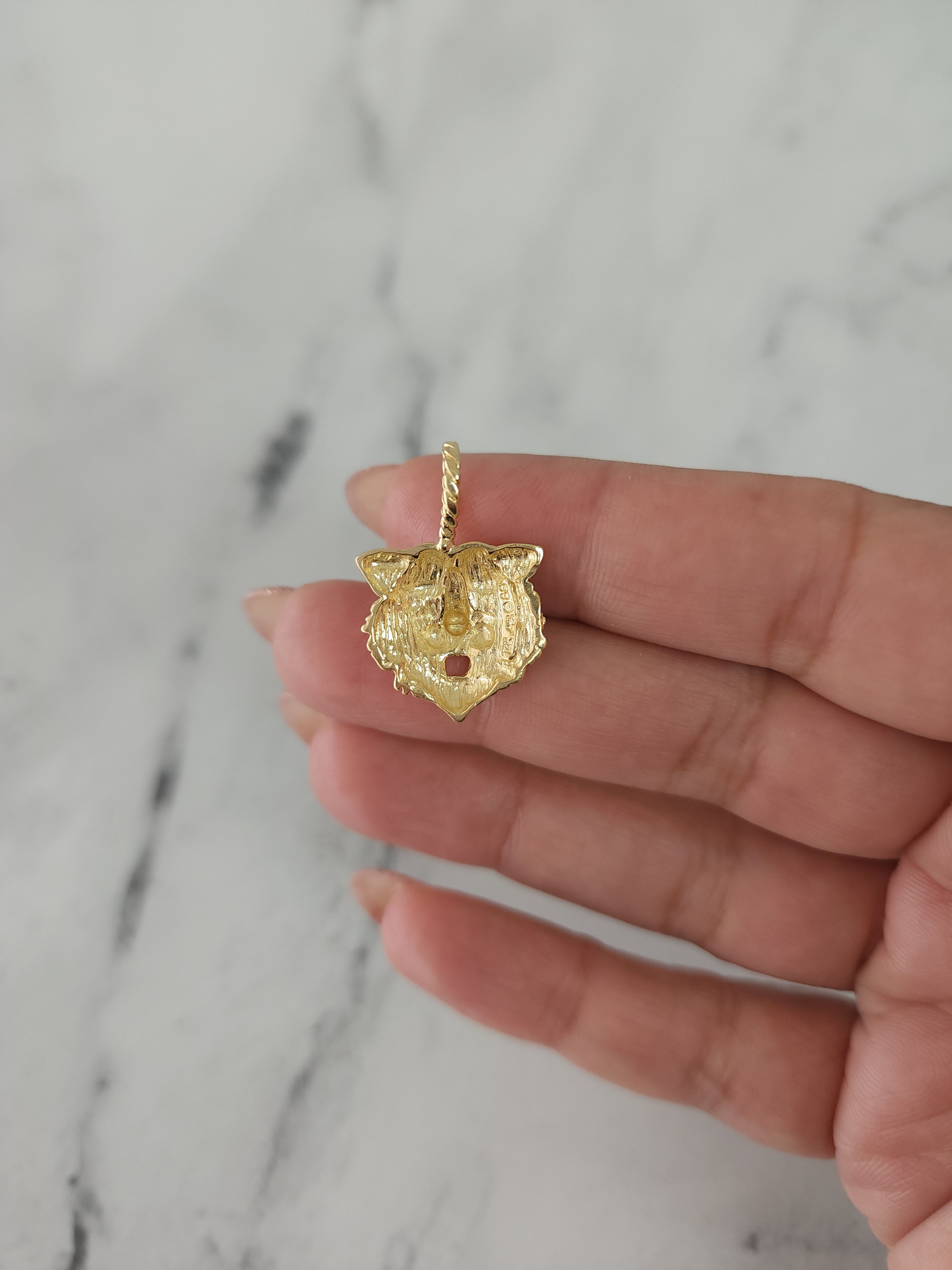 14K Yellow Gold Lion Head Pendant with Diamond Cuts - Elegant Jewelry for Women, Perfect Gift for Birthday, Anniversary & Special Occasions