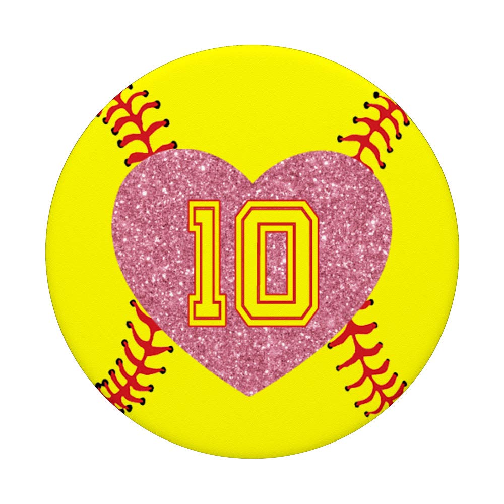 Lucky #10 Softball with Rose Pink Heart Design - Perfect Gift for Softball Players & Fans - Ideal for Games, Tournaments & Team Spirit