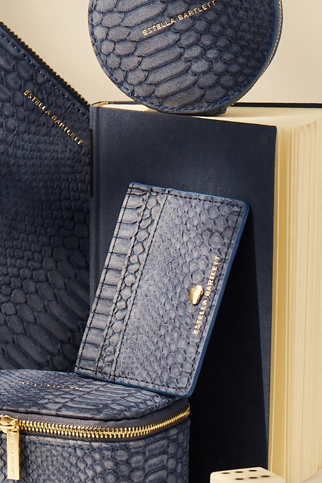 Navy Blue Snake Print Faux Leather Card Holder Wallet for Women - Slim RFID Blocking Credit Card Case - Perfect for Travel, Work & Everyday Use