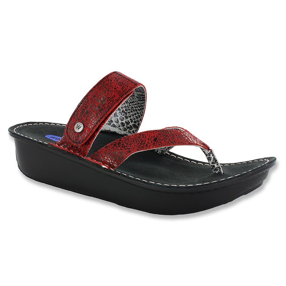 Wolky Women's Red Crash Suede Tahiti Sandals - Size 36 EU / 6 US - Comfortable Walking Shoes for Beach, Vacation & Casual Wear