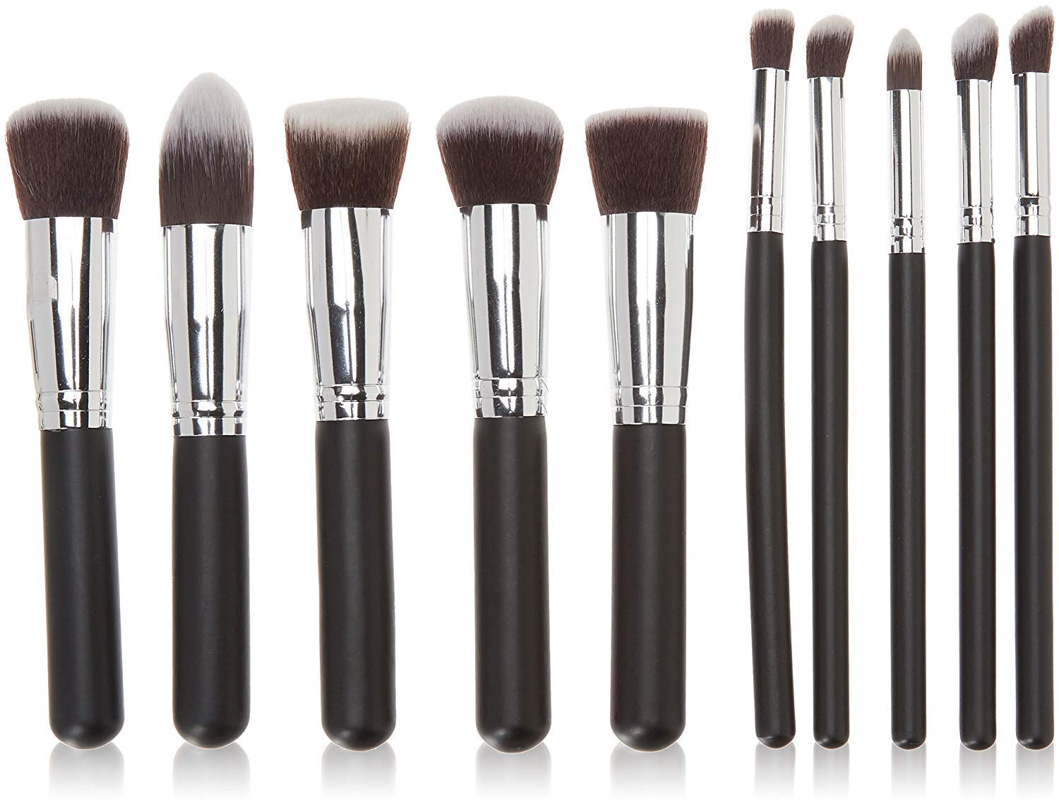 Willyard Beauty 10-Piece Premium Synthetic Makeup Brush Set - Soft & Durable Black Brushes for Foundation, Blending, Contouring - Perfect for Professional Makeup Artists & Beginners