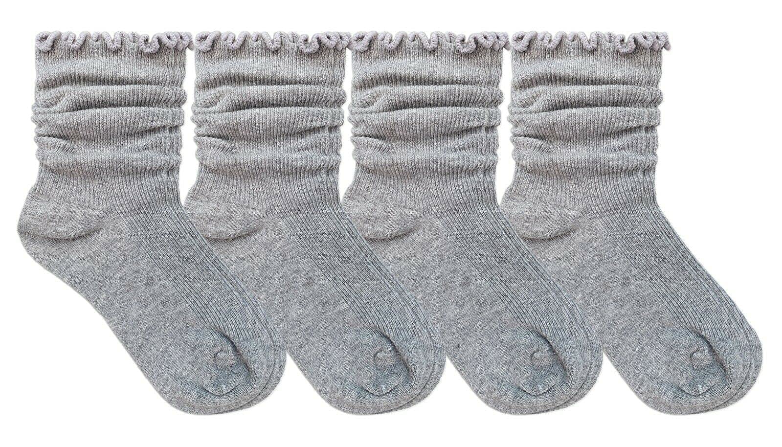 Jefferies Women's Ruffle Ankle Socks - 4 Pack Seamless Cotton Dress Socks with Scrunch Cuff | Comfortable & Stylish for Work, Parties & Everyday Wear
