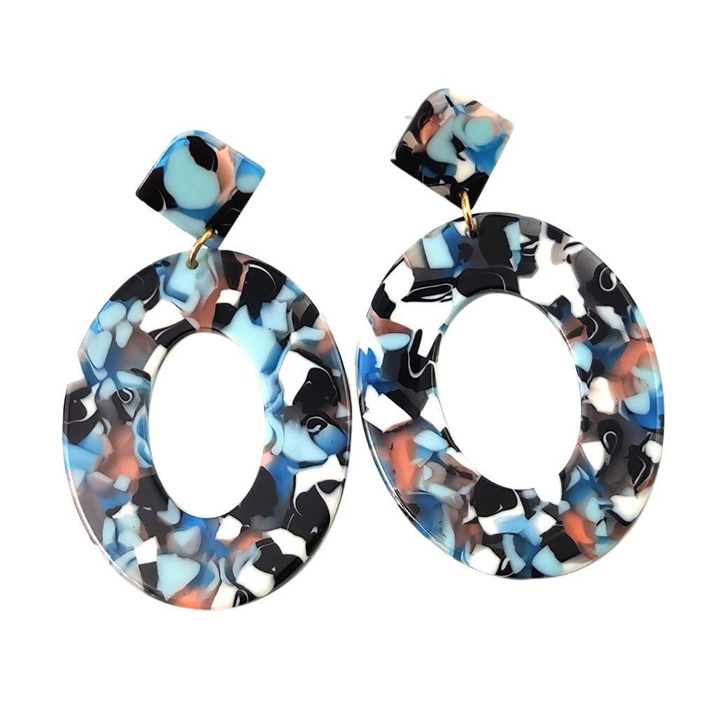 Elegant Blue Acetate Geometric Diamond Earrings for Women - Perfect Easter, Birthday & Party Jewelry Gift (One Size) | Stylish Accessories for Weddings, Date Nights & Special Occasions