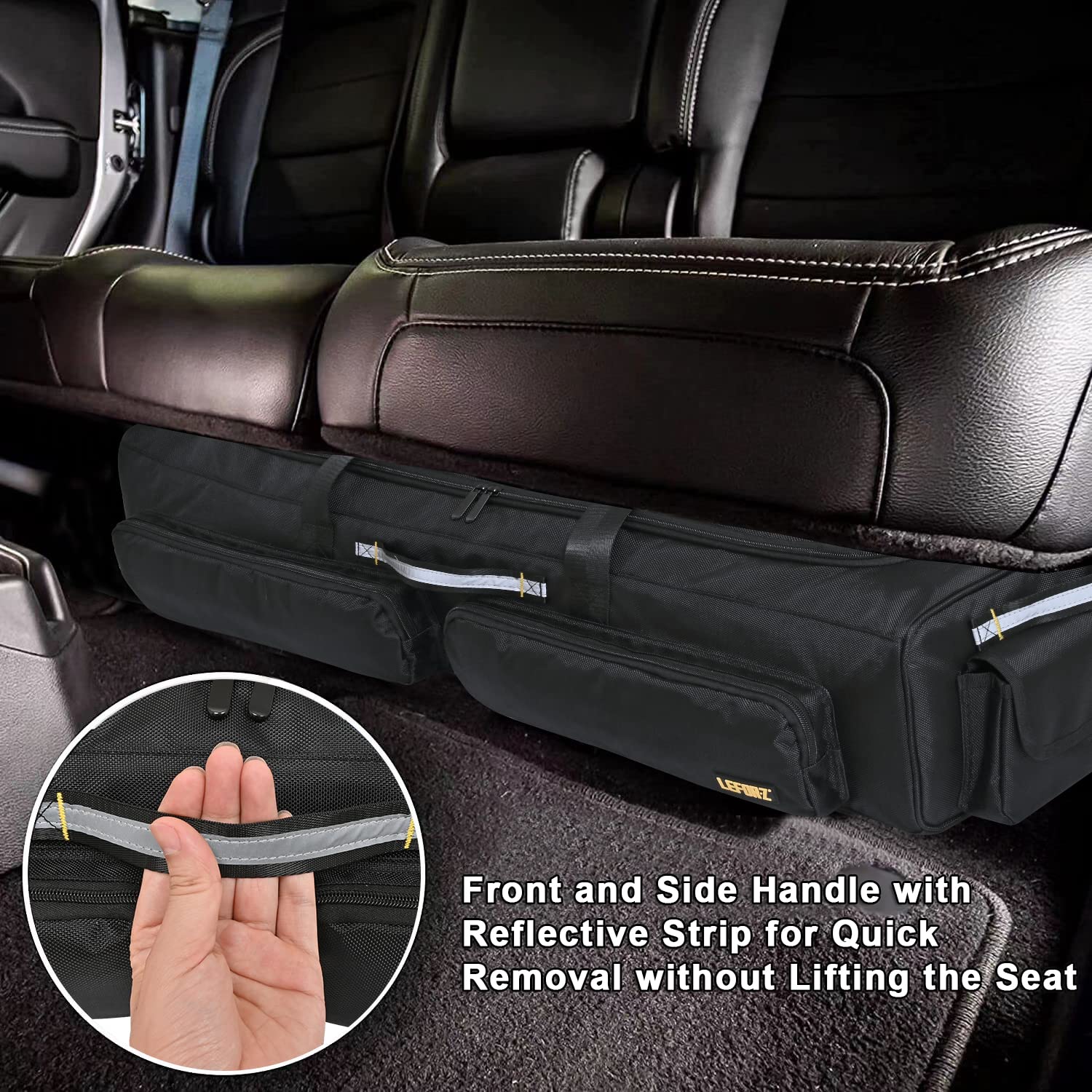 Under Seat Storage Bag for SuperCrew Cab Trucks - Underseat Organizer with 4 Removable Dividers & Anti-Slip Bottom - Truck Tool Box Fits Full Size Crew Cabs - Perfect for Organizing Tools, Gear & Accessories While Driving or Camping