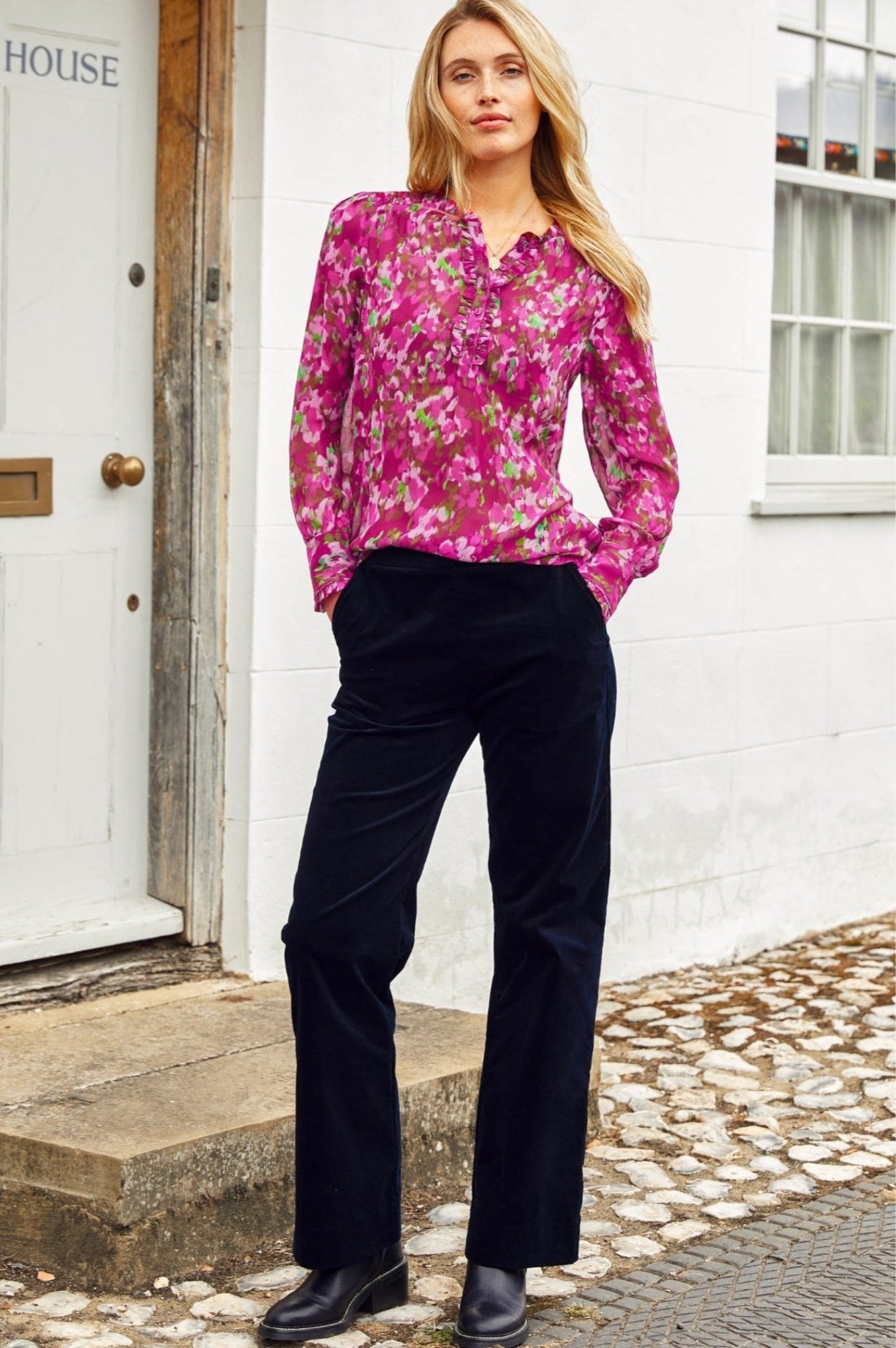 Kassidy Blouse - Elegant Floral Print Women's Top in Burgundy & Pink | Perfect for Office Wear, Date Night & Casual Outfits