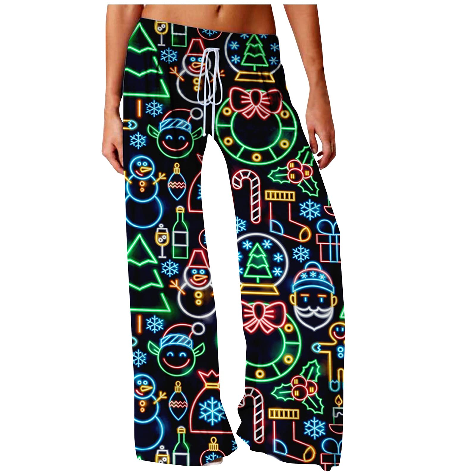 **Women's Christmas Printed Wide Leg Yoga Pants - Festive Holiday Casual Loose Comfortable Pants for Women - Perfect for Christmas Parties, Festive Gatherings & Cozy Winter Outfits**