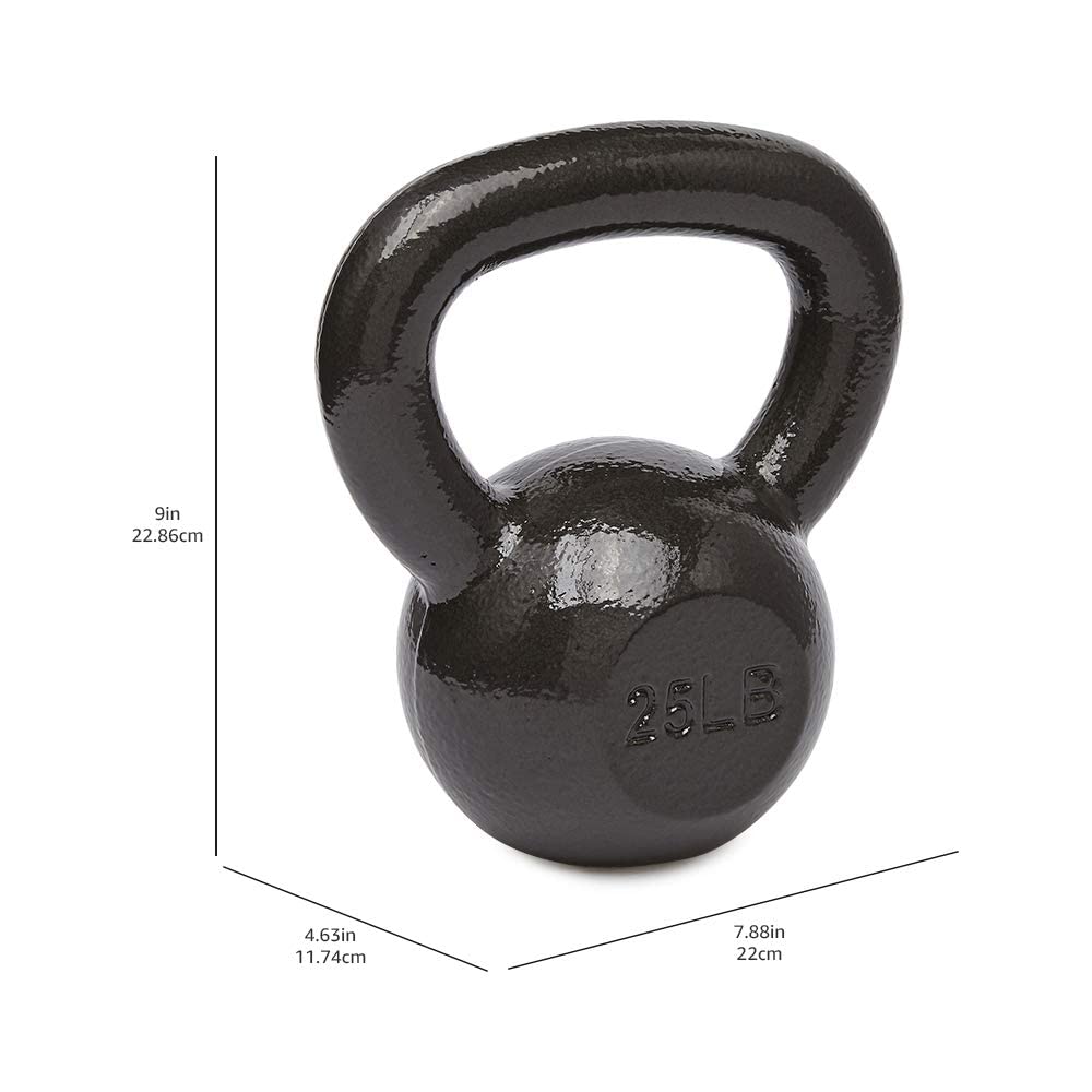 Amazon Basics Cast Iron Kettlebell - 5-50 lbs Weight Options for Home Gym, Strength Training & CrossFit Workouts | Durable Iron Construction with Textured Grip | Ideal for Fitness, Weight Loss & Muscle Building