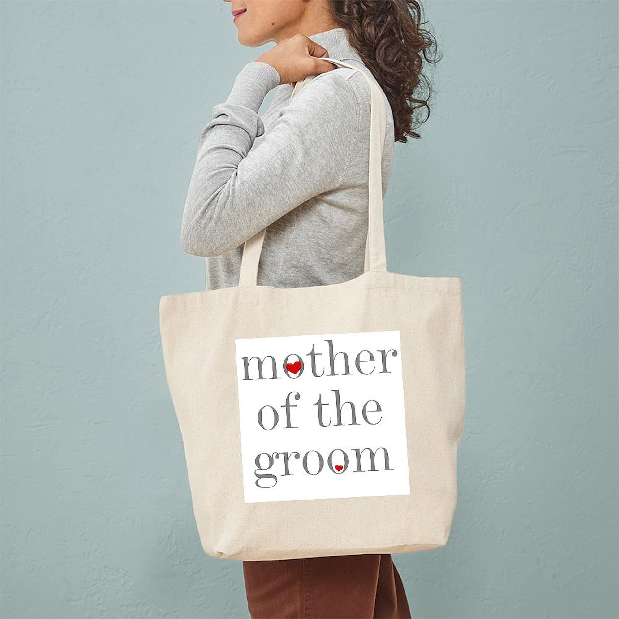 Eco-Friendly Natural Canvas Tote Bag - Mother of Groom Grey Text Reusable Shopping Bag | Perfect for Weddings, Groceries & Beach Outings