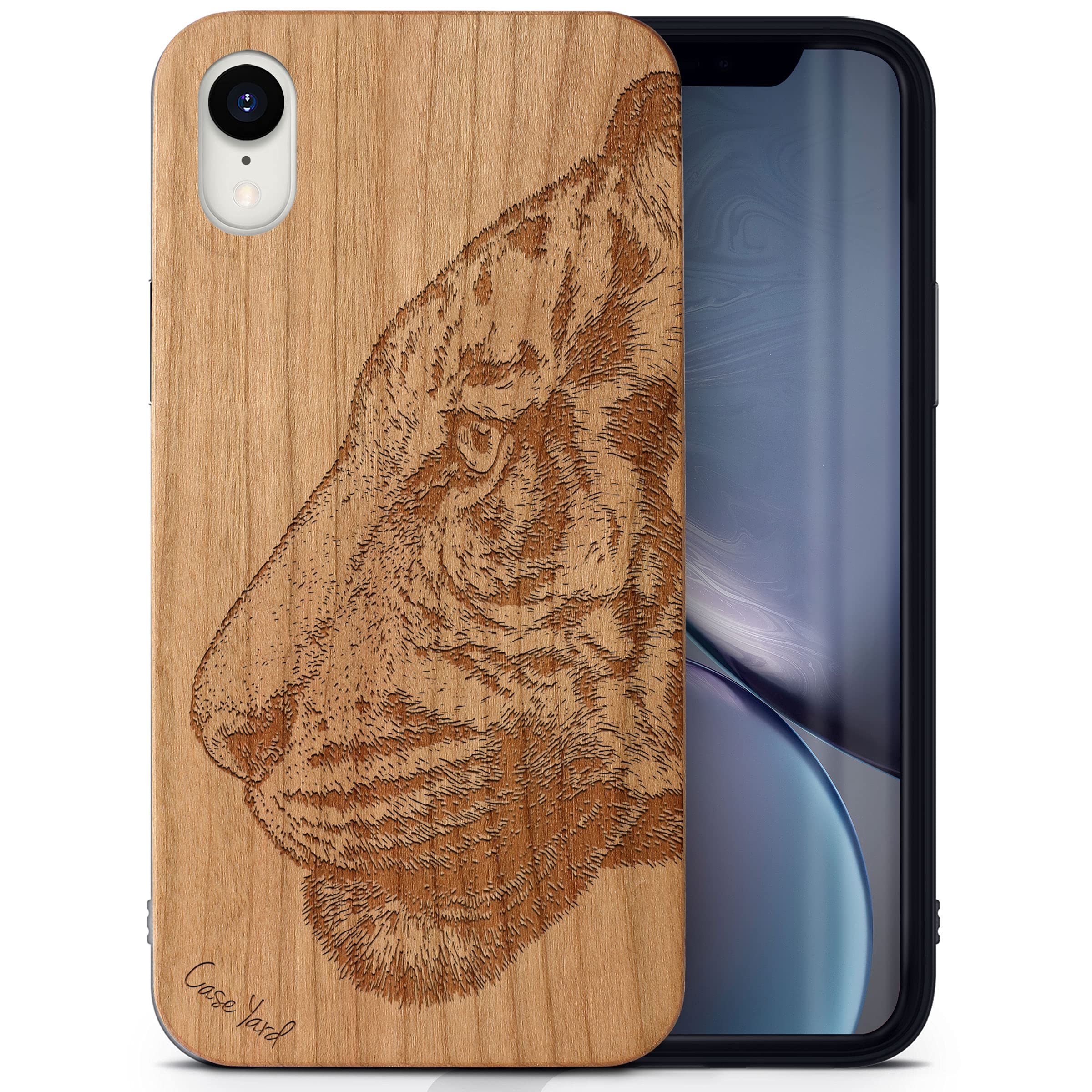 Premium Cherry Wood iPhone XR Case - Laser Engraved Bengal Tiger Design | Slim Fit Shockproof Protective Cover for Men & Women | Perfect for Outdoor Adventures & Daily Use