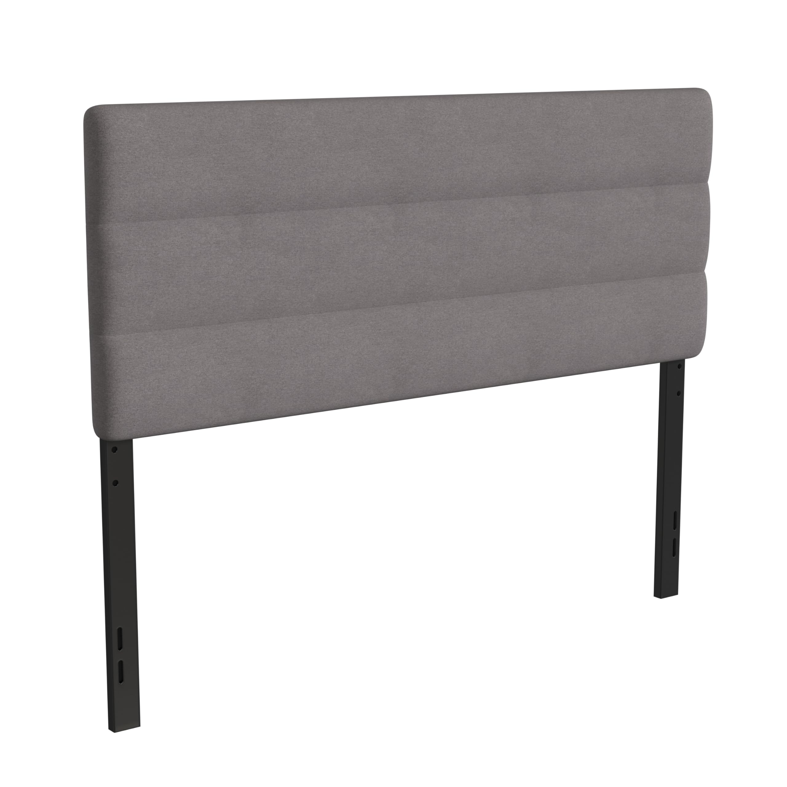 EMMA + OLIVER Gannon Queen Size Upholstered Headboard - Gray Fabric Adjustable Height Bed Headboard - Easy 30-Minute Assembly - Fits Most Bed Frames (Not Included) - Perfect for Master Bedroom, Guest Room & Apartment Decor