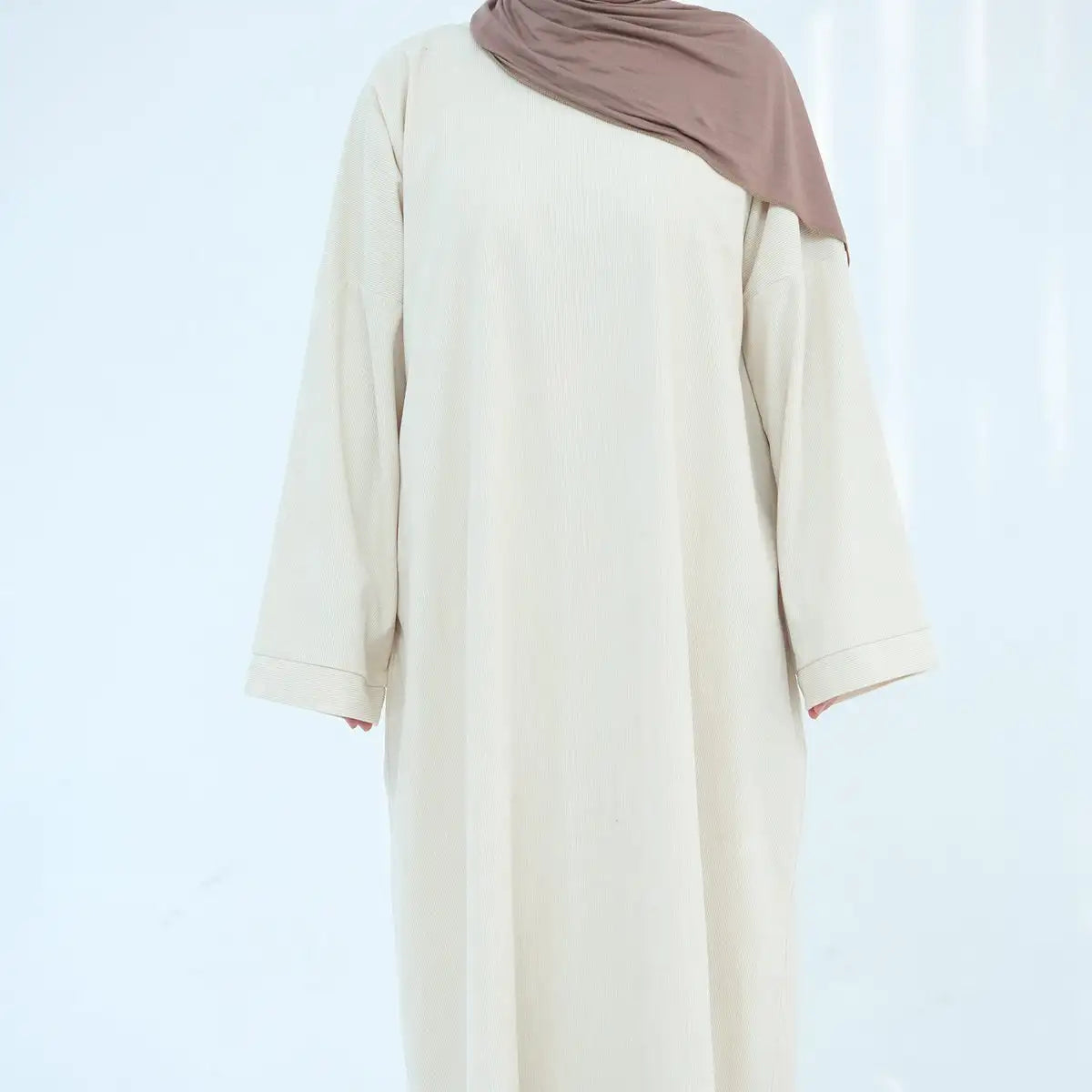 Thick Winter Fall Corduroy Abaya Dress with Pockets - Modest Long Dress for Muslim Women - Perfect for Prayer, Mosque, and Everyday Wear