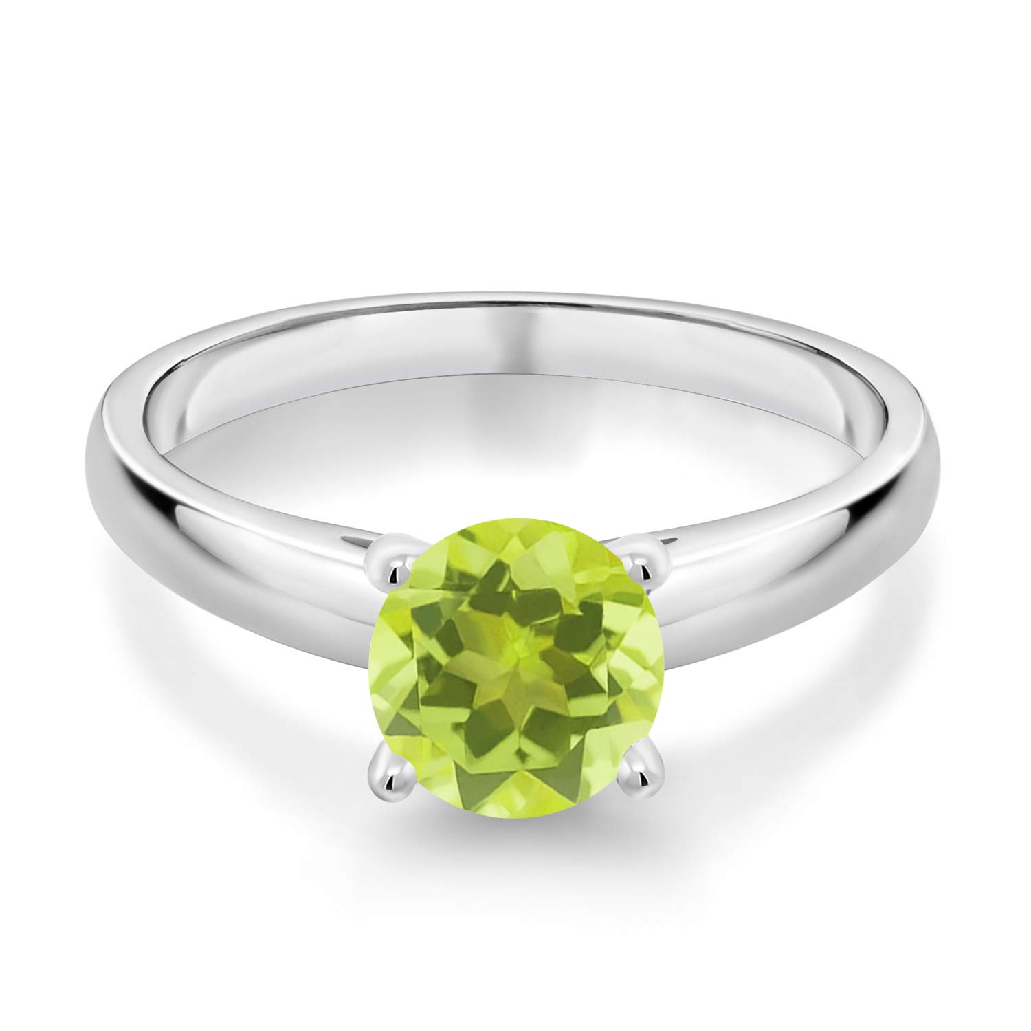 1.20 Ct Round Yellow Lemon Quartz 10K White Gold Ring - Gem Stone King | Elegant Jewelry for Weddings, Anniversaries & Special Occasions