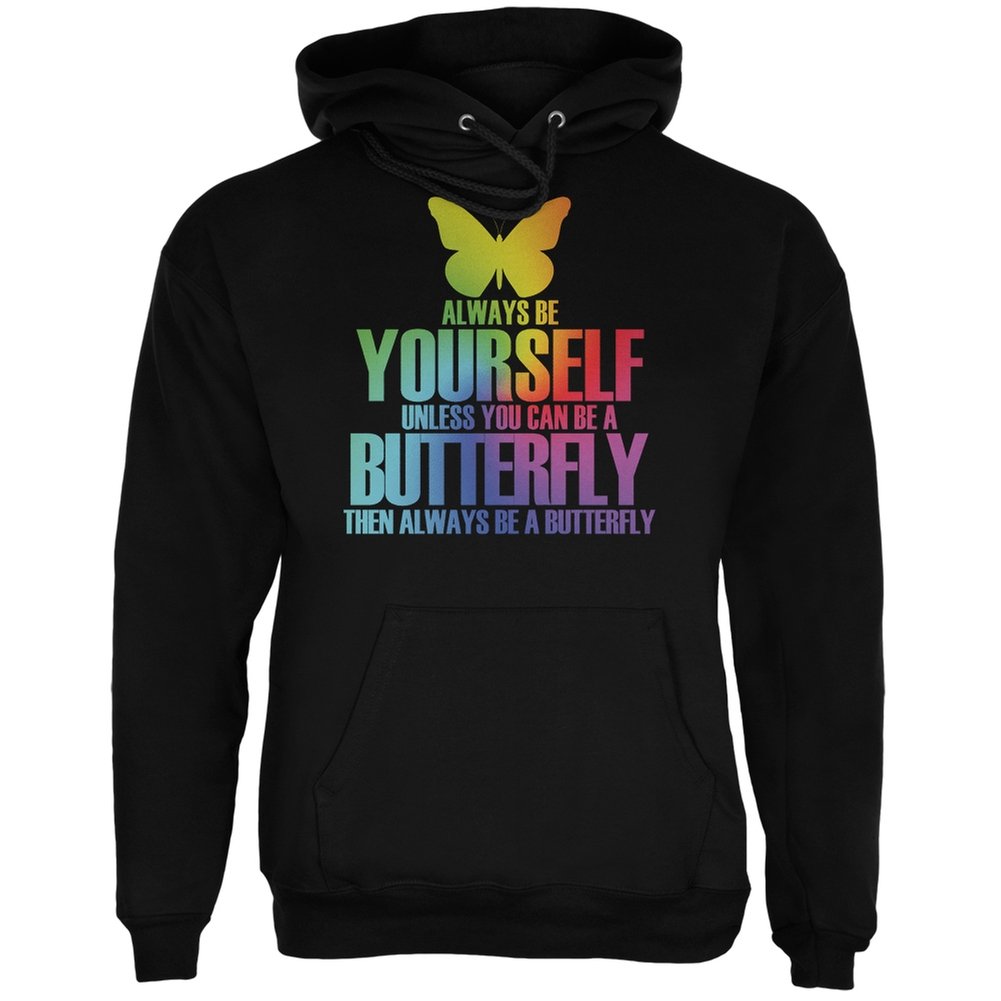 Always Be Yourself Butterfly Black Adult Hoodie - Stylish & Comfortable Pullover for Men & Women - Perfect for Casual Wear, Street Fashion & Outdoor Activities