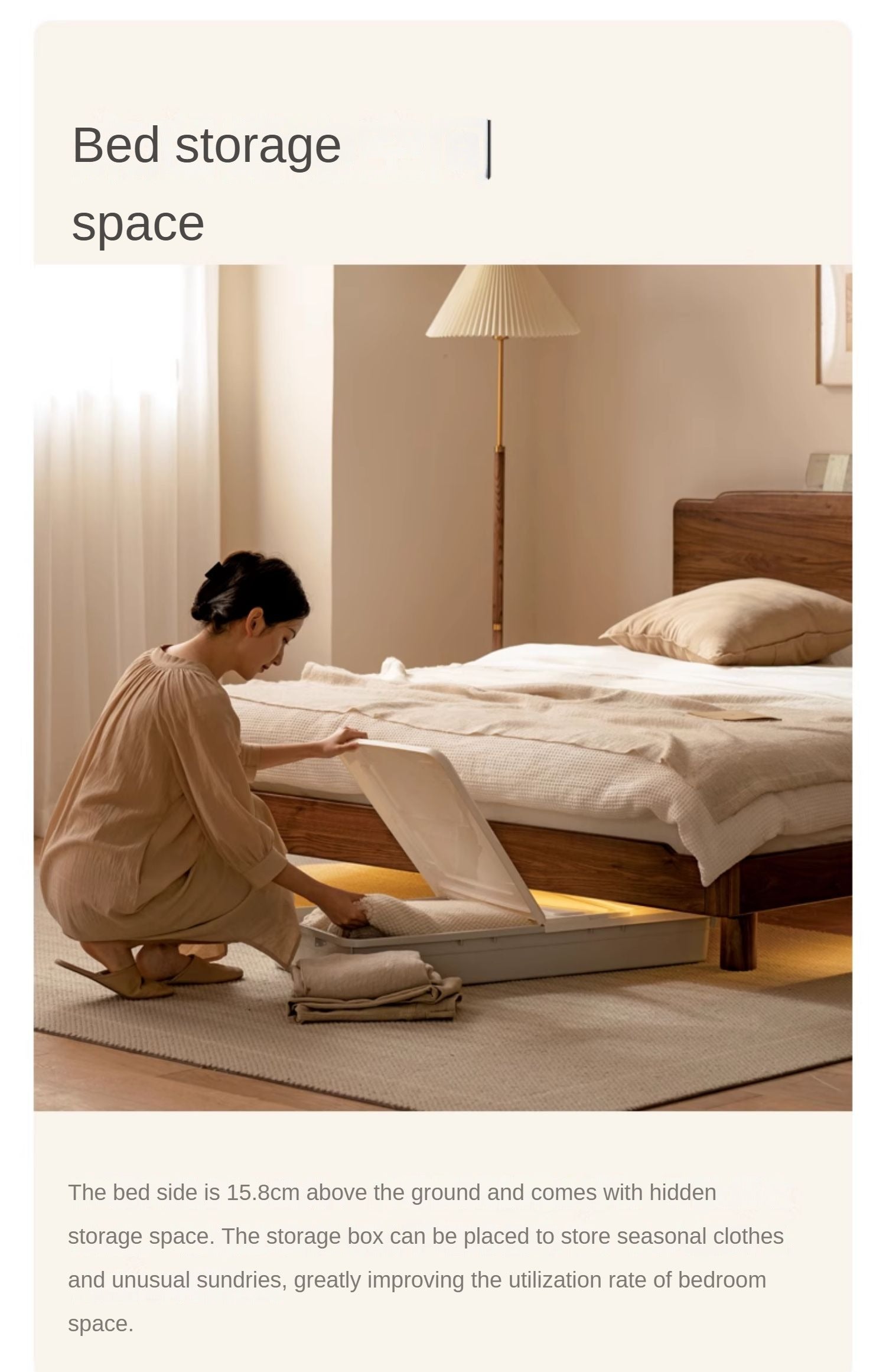 Solid Black Walnut Wood King Size Bed with LED Lighting - Perfect for Master Bedroom, Guest Room & Luxury Home Decor