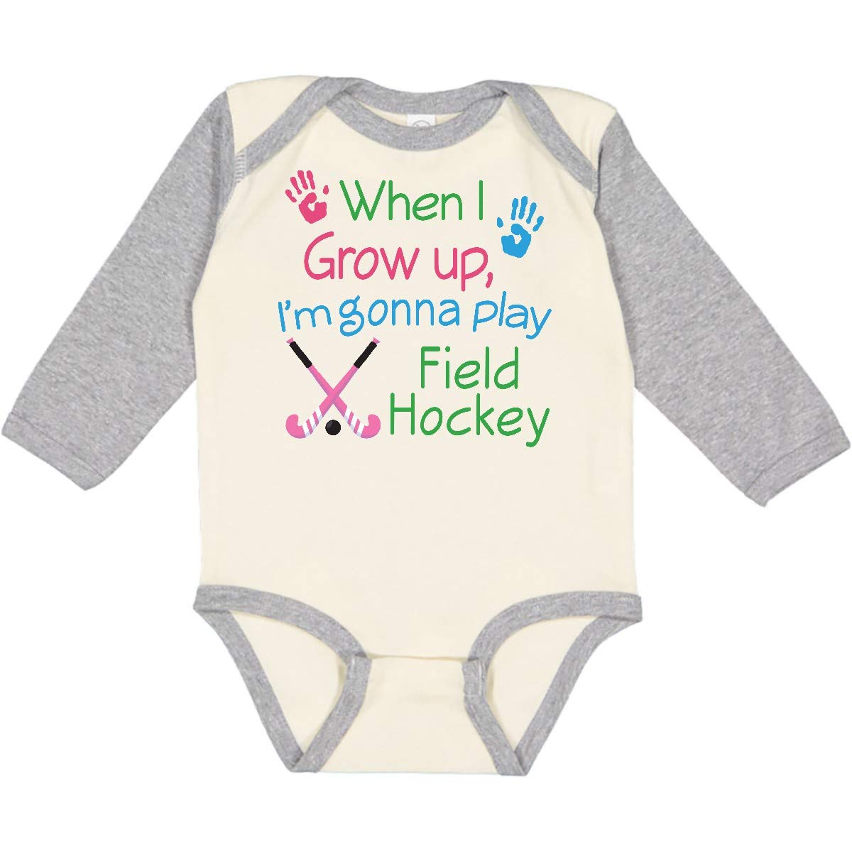 Inktastic Future Field Hockey Player Long Sleeve Baby Bodysuit - Soft Cotton Creeper for Newborns & Infants - Perfect for Sports Fans, Team Spirit & Game Day Outfits