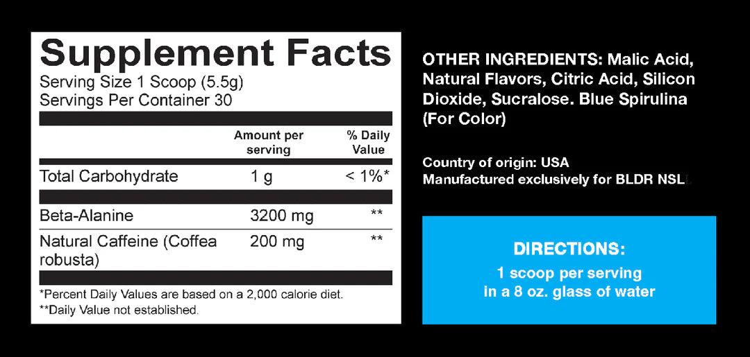 BLDR Sports Pre Workout Supplement - 270g Powder for Energy, Focus & Endurance | Pre-Workout Drink for Gym, Running & Fitness Training