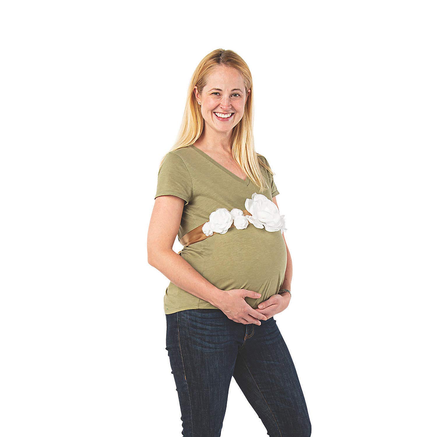Pregnancy Flower Sash for Baby Showers & Gender Reveals - Elegant Maternity Photo Prop & Bump Accessory for Expecting Moms (Perfect for Maternity Photoshoots, Baby Announcements & Celebrations)
