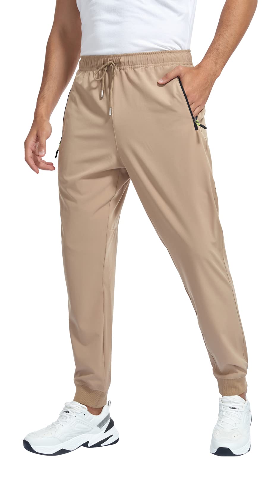 GAXIDES Men's Lightweight Quick-Dry Jogger Pants - Athletic Workout Running Track Pants for Gym, Travel & Casual Wear with Zipper Pockets - Perfect for Jogging, Hiking & Lounge