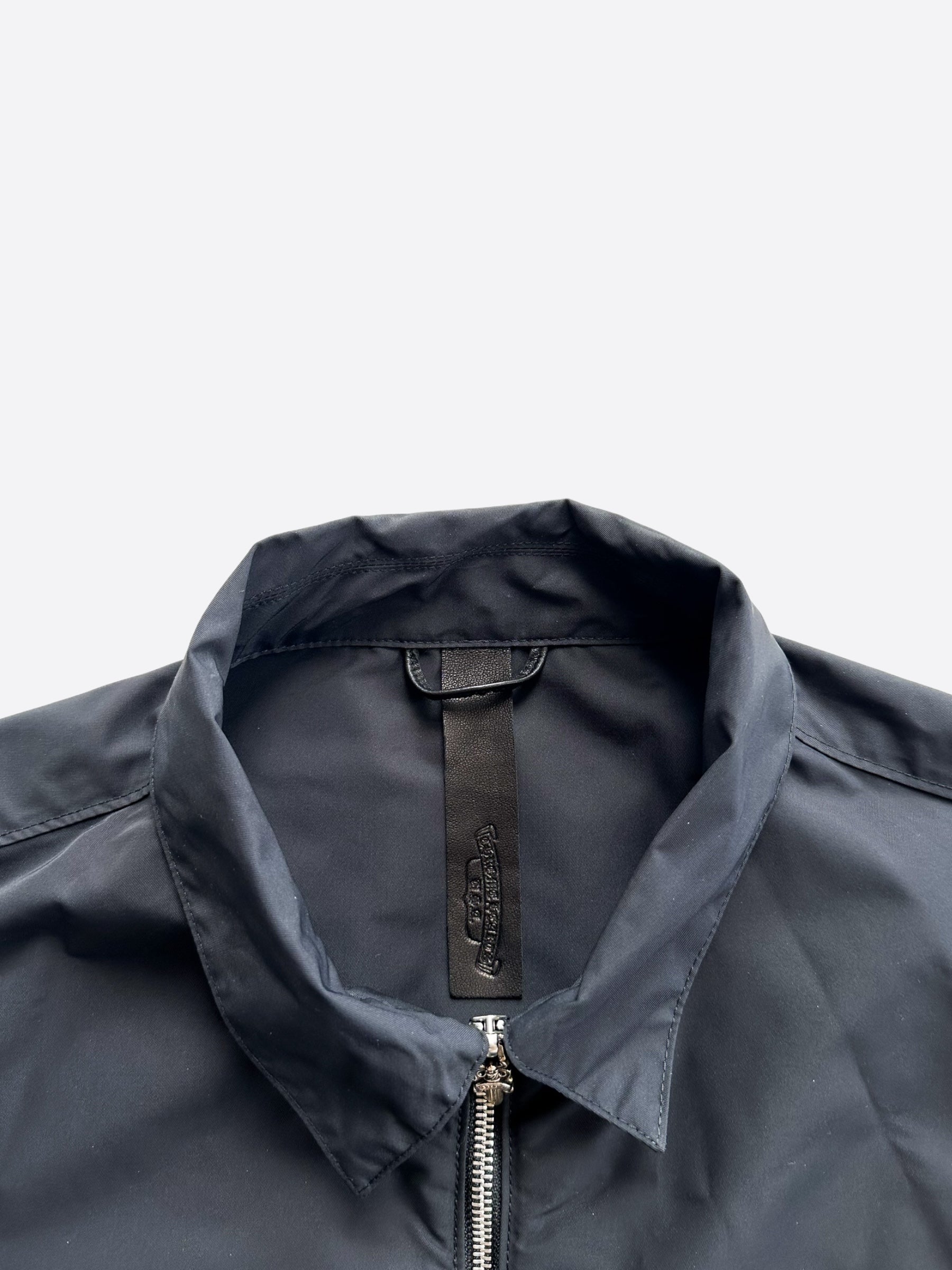 Chrome Hearts Black Nylon Leather Zip Up Shirt for Men - Stylish Streetwear Jacket for Casual Outfits & Night Out
