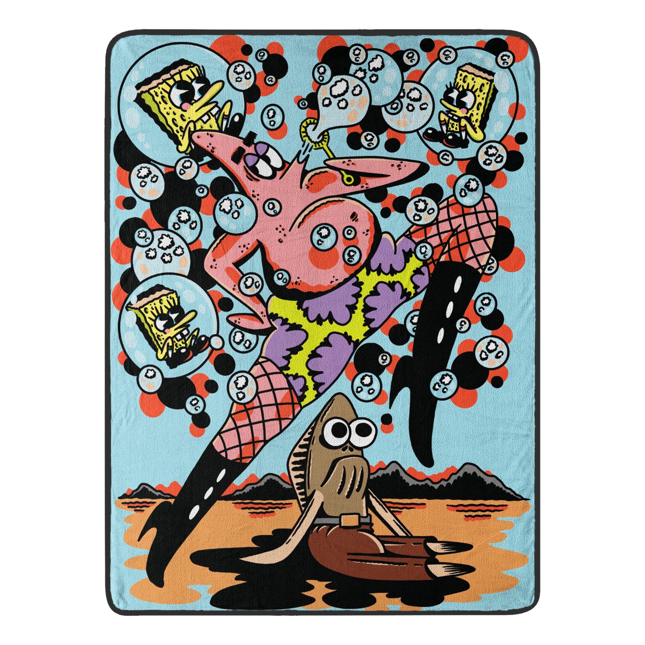 Spongebob Squarepants Micro Raschel Throw Blanket 46x60 Inches - Super Soft Fleece Blanket with Dance Patrick Design for Kids & Adults - Perfect for Bed, Sofa, Movie Nights and Gift Giving