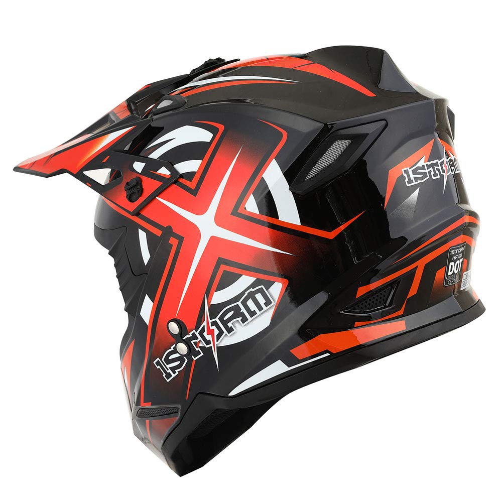 1Storm HF801 Adult Motocross Helmet - BMX MX ATV Dirt Bike Racing Helmet with Bluetooth Headset (Sonic Orange) | Lightweight DOT Certified for Off-Road, Trail Riding & Motorcycle Adventures