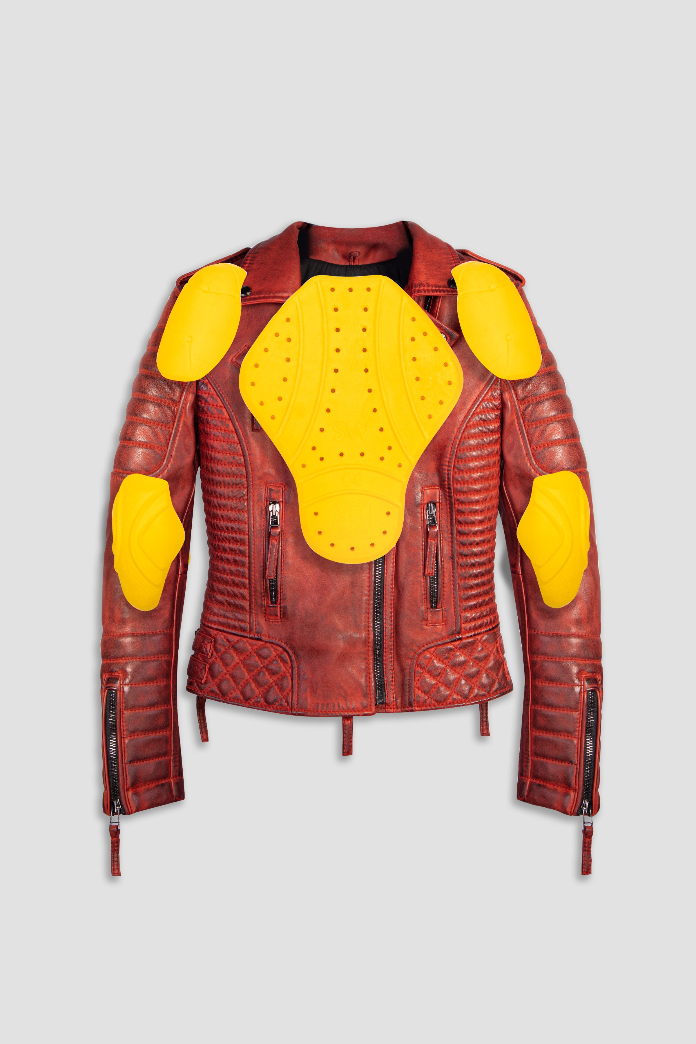 Kay Michaels Women's Biker Protection Jacket - Burnt Red | Motorcycle Riding Gear for Safety & Style | Perfect for Commuting & Road Trips