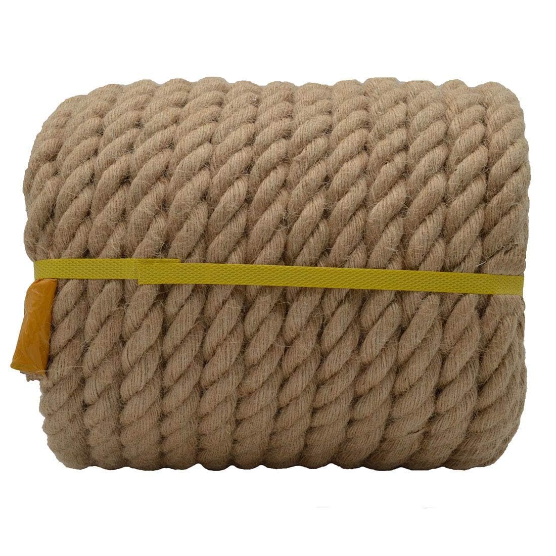 100% Natural Hemp Rope (100 ft x 1 inch) - Thick Twisted Manila Jute Rope for Crafts, Dock Lines, Decorative Landscaping, Tree Swing Hanging, Gardening & Tug of War | Heavy Duty Outdoor & Indoor Use for DIY Projects, Marine Applications & Backyard Decor