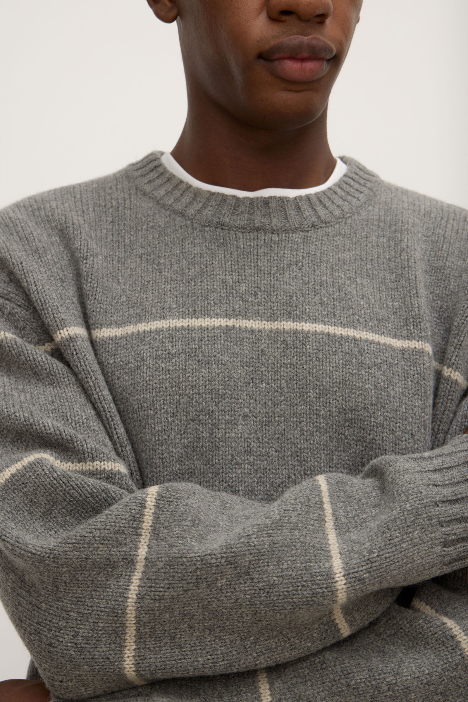 Luca Merino Wool Striped Knit Sweater for Men - Soft & Warm Winter Pullover - Perfect for Casual Outfits & Outdoor Activities