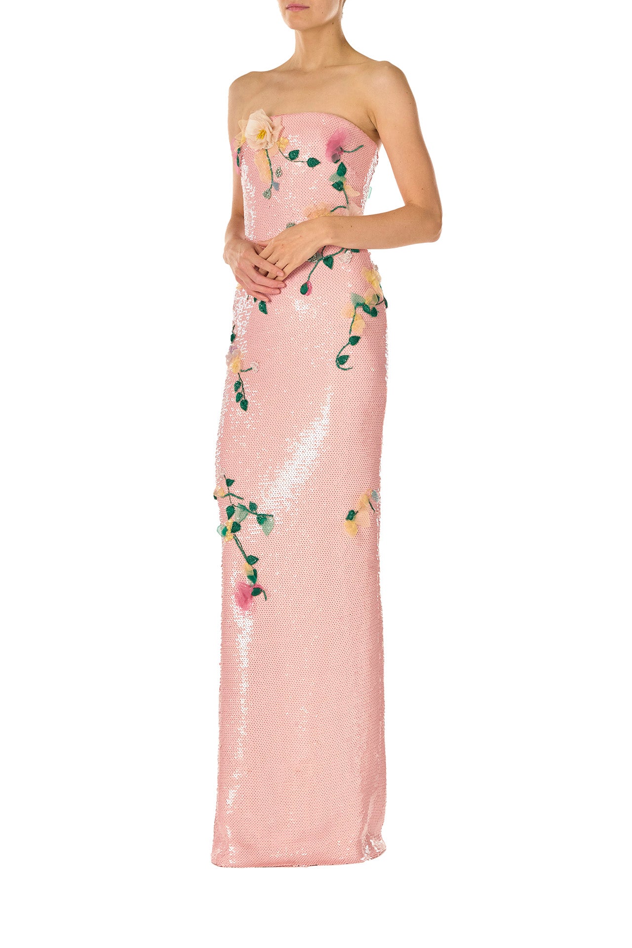 Elegant Floral Sequin Column Gown for Women - Formal Evening Gowns & Prom Dresses - Perfect for Weddings, Galas, and Special Occasions