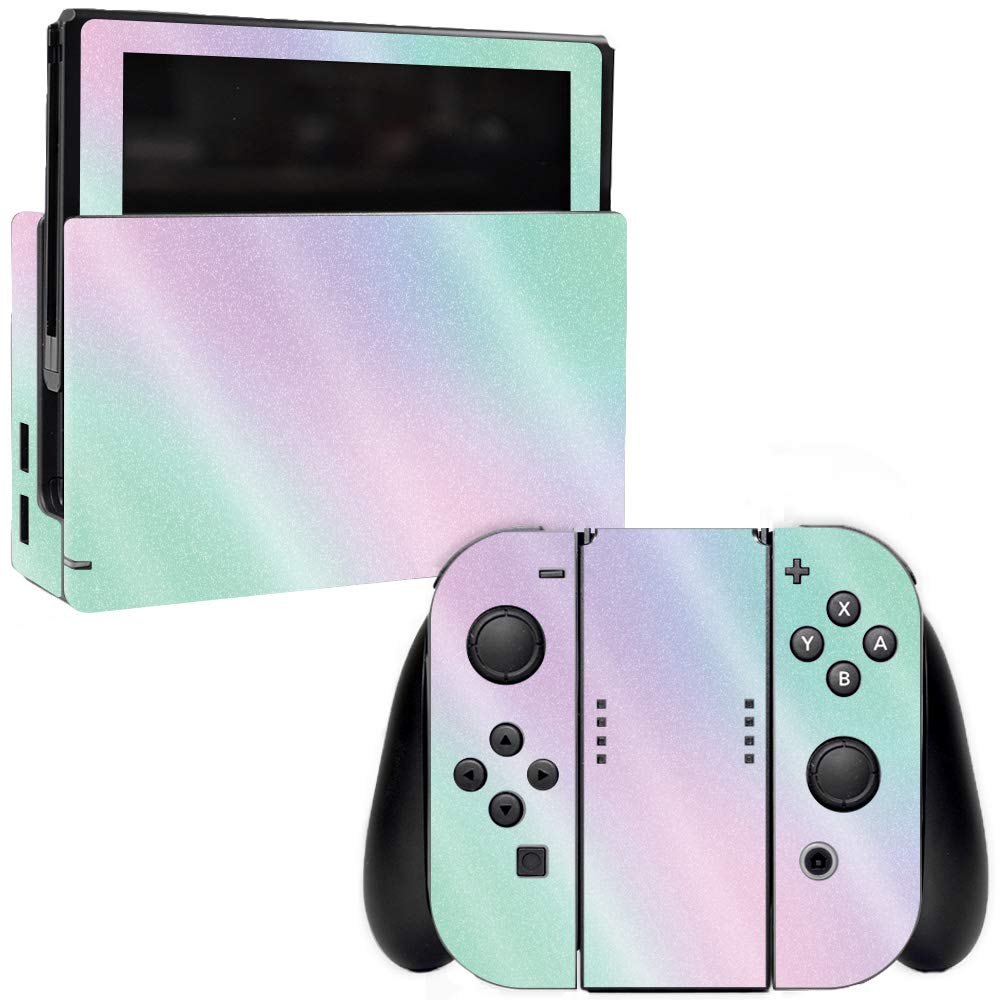 MightySkins Glossy Glitter Skin Cover for Nintendo Switch - Cotton Candy Design | Protective & Durable High-Gloss Finish | Easy to Apply & Remove | Made in USA | Perfect for Gaming, Travel & Customization (GL-NISWI-Cotton Candy)