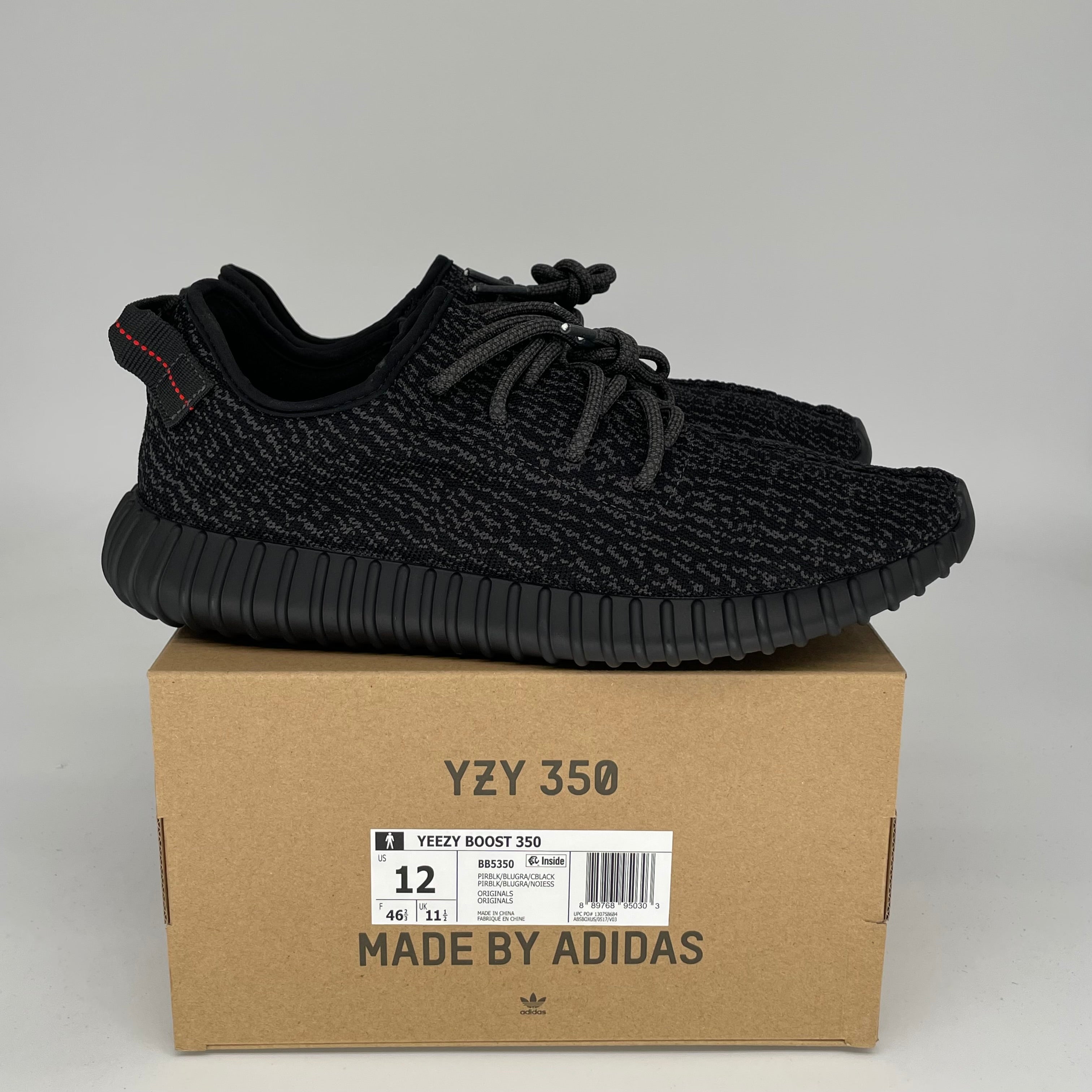 Adidas Yeezy Boost 350 V2 Pirate Black Men's Sneakers - Size 12 BB5350 | Comfortable Running Shoes for Men, Casual Streetwear & Gym Workout Shoes