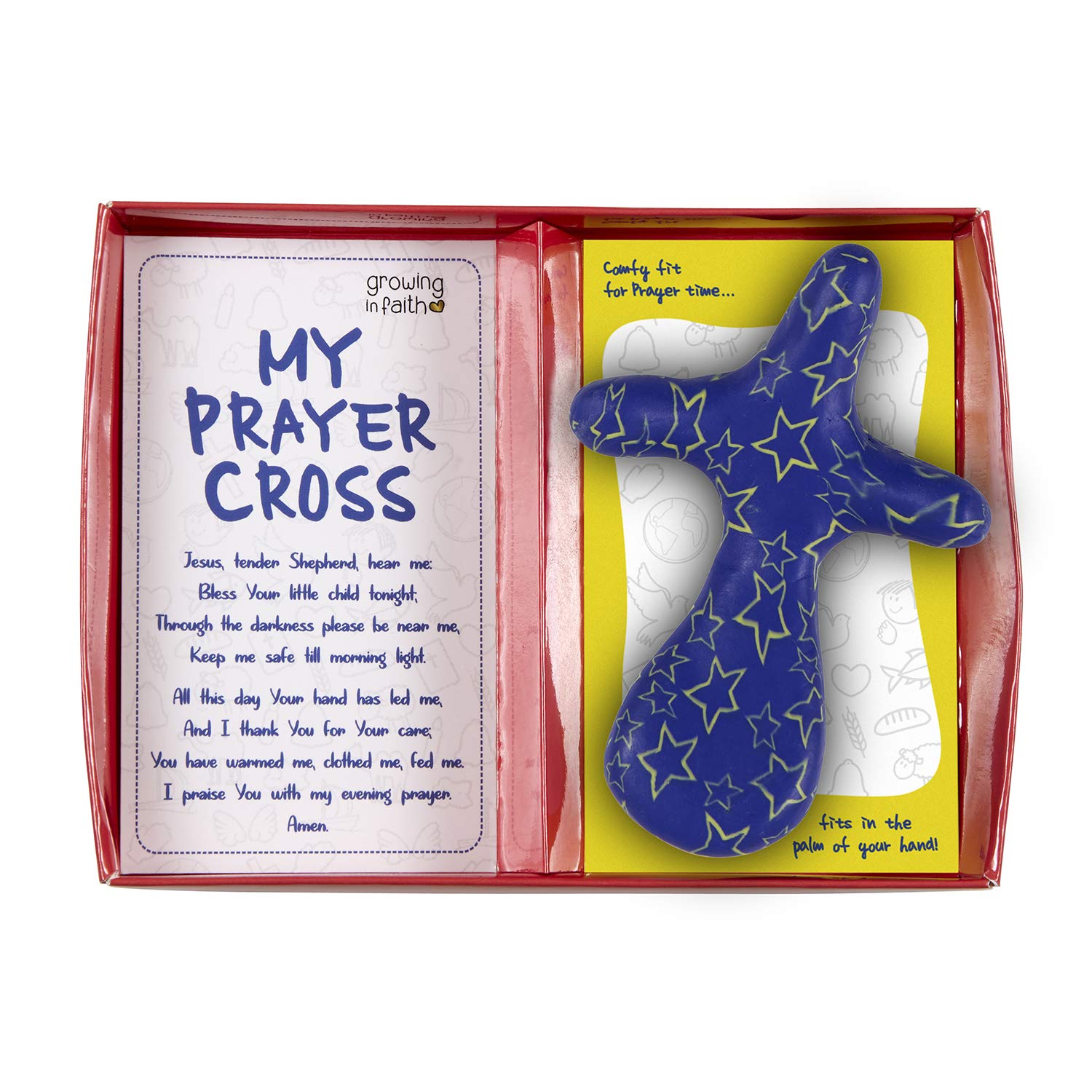 CB Catholic Creative Brands Faithworks - Polymer Clay My Prayer Cross, 2.75 x 4-Inch, Blue - Religious Gift for Baptism, First Communion & Home Decor
