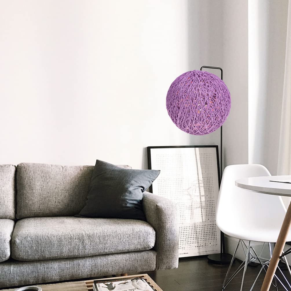 Uonlytech Rattan Chandelier Shade - Woven Ceiling Hanging Lamp Cover for Decorative Light Bulbs, Bamboo Lamp Shade in Purple - Perfect for Boho, Farmhouse & Coastal Home Decor