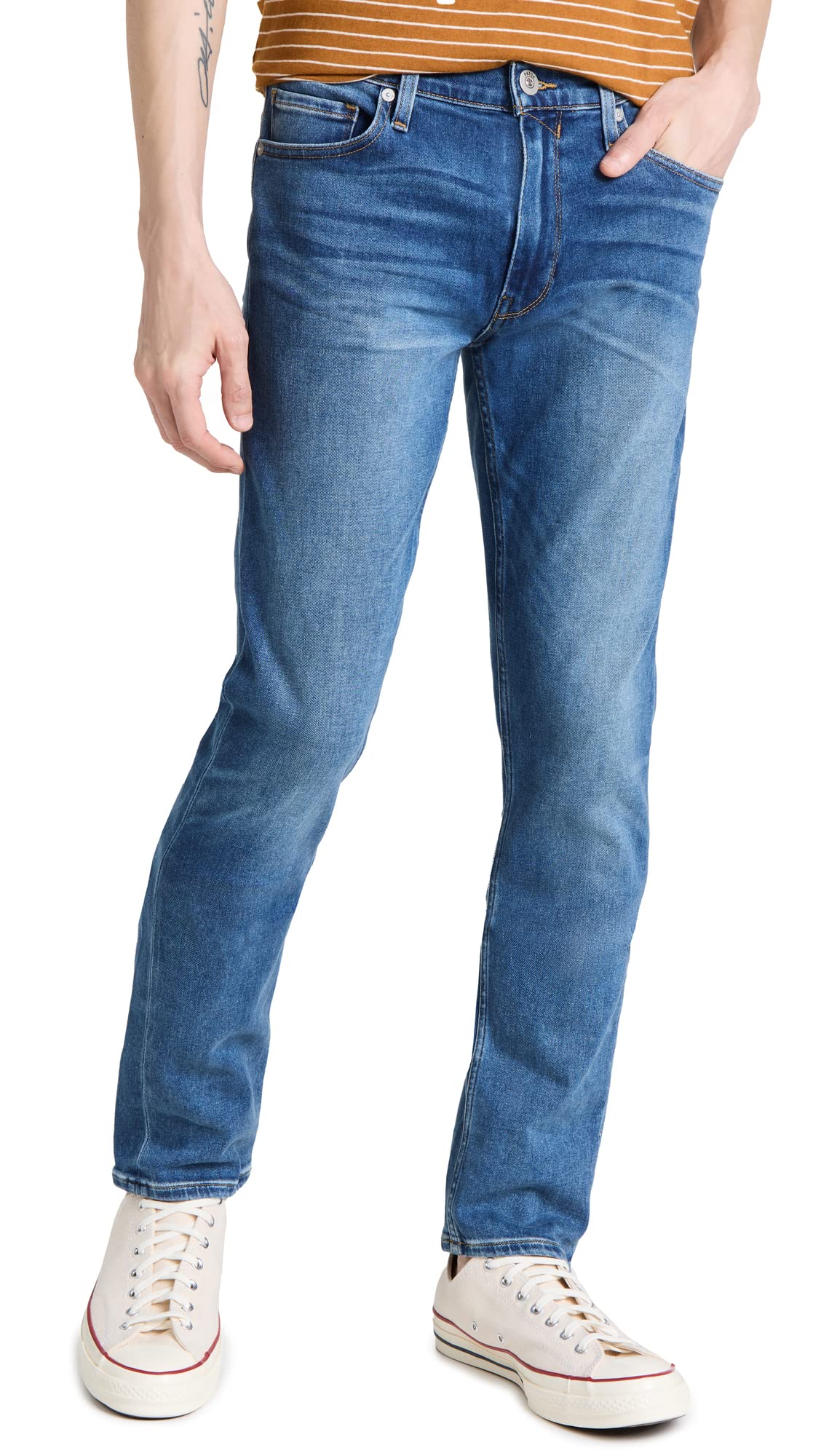 PAIGE Men's Lennox Transcend Vintage Slim Fit Jeans | Distressed Denim Pants for Casual Wear & Night Out | Comfortable Stretch Denim for Everyday Style